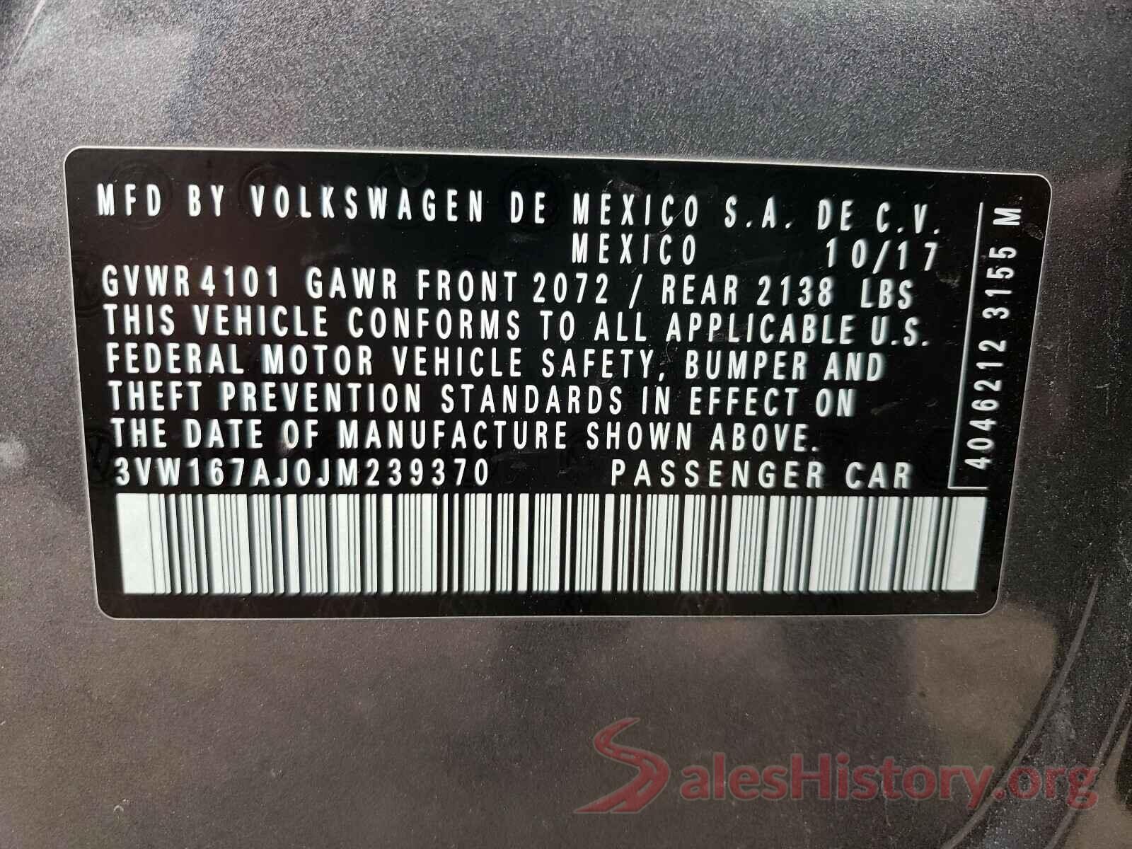 3VW167AJ0JM239370 2018 VOLKSWAGEN JETTA