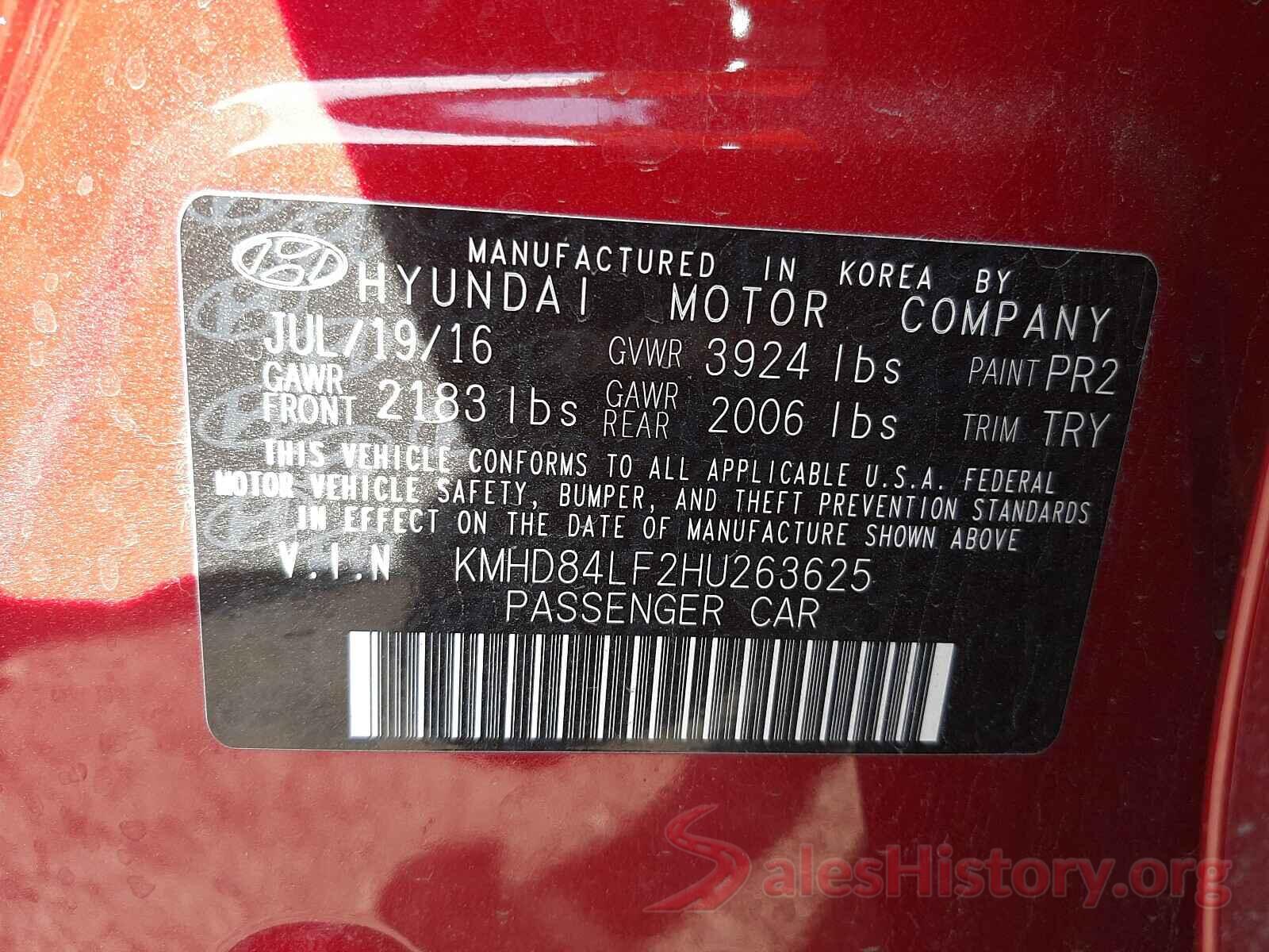 KMHD84LF2HU263625 2017 HYUNDAI ELANTRA