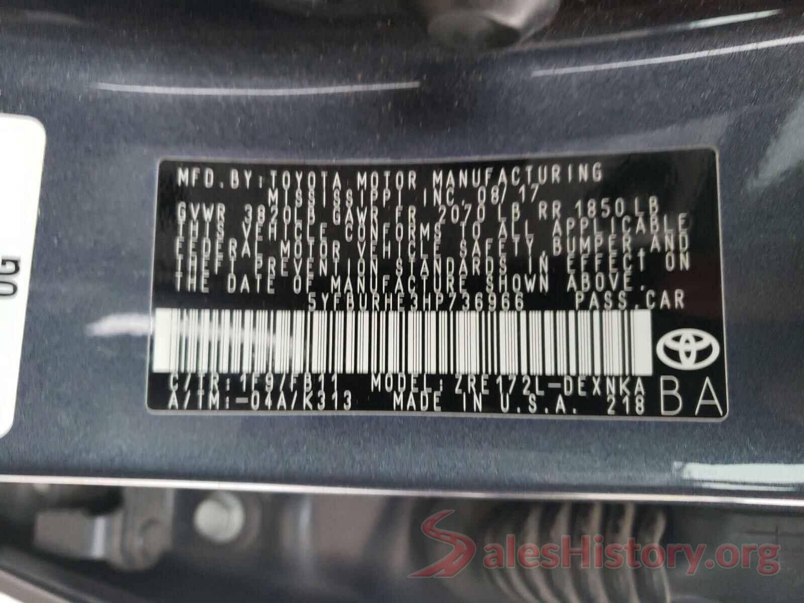 5YFBURHE3HP736966 2017 TOYOTA COROLLA