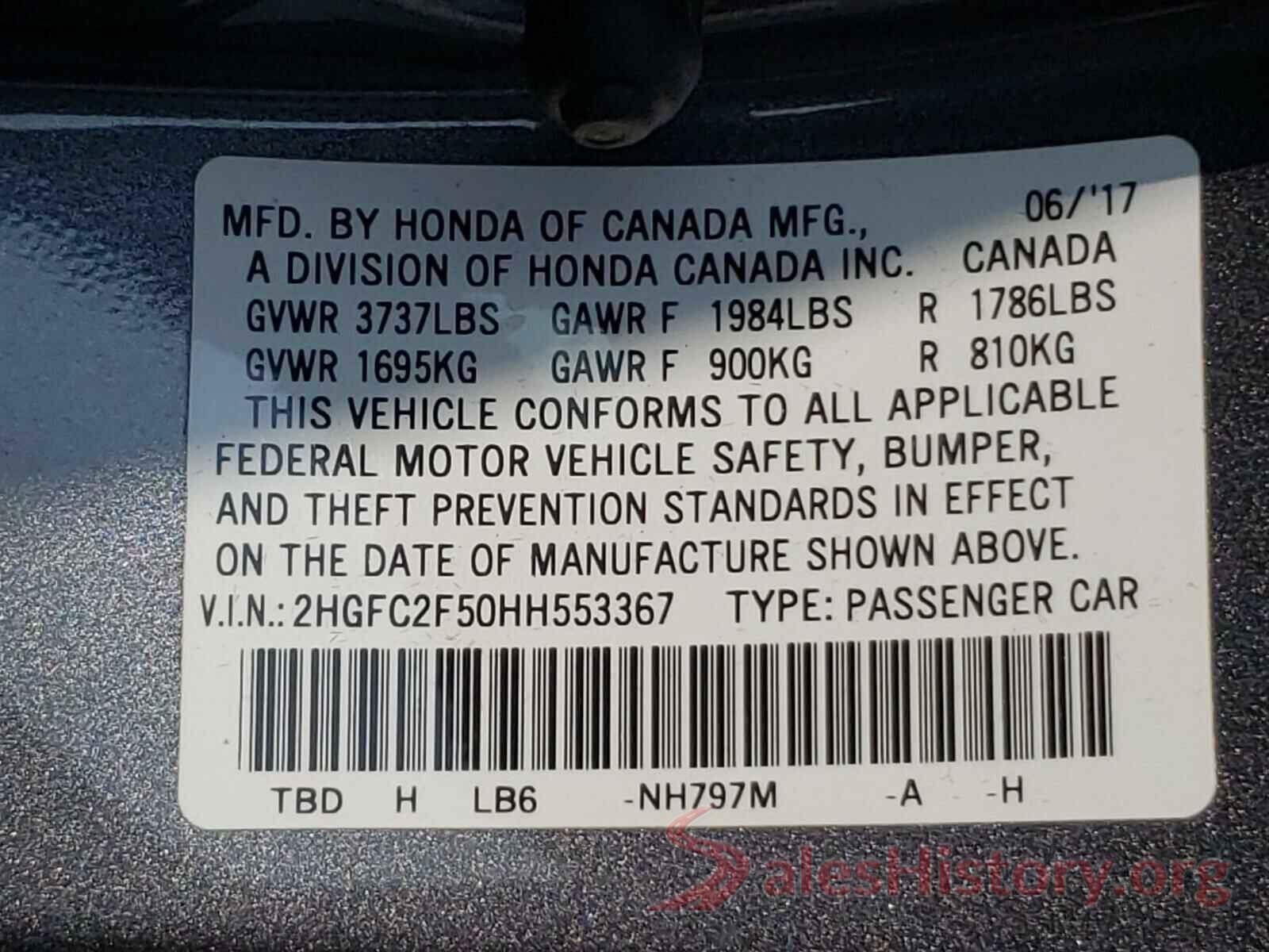 2HGFC2F50HH553367 2017 HONDA CIVIC