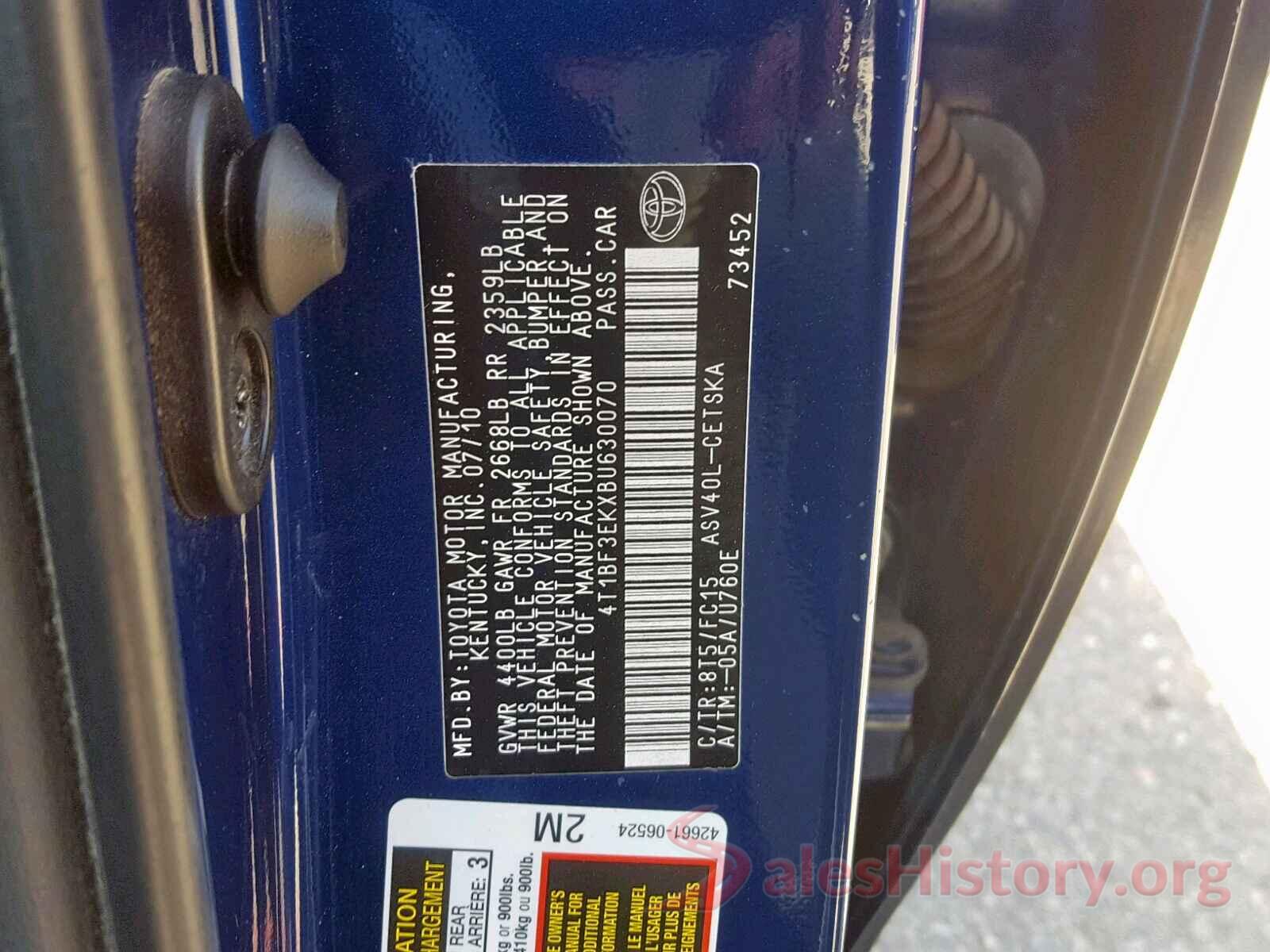 4T1BF3EKXBU630070 2011 TOYOTA CAMRY BASE