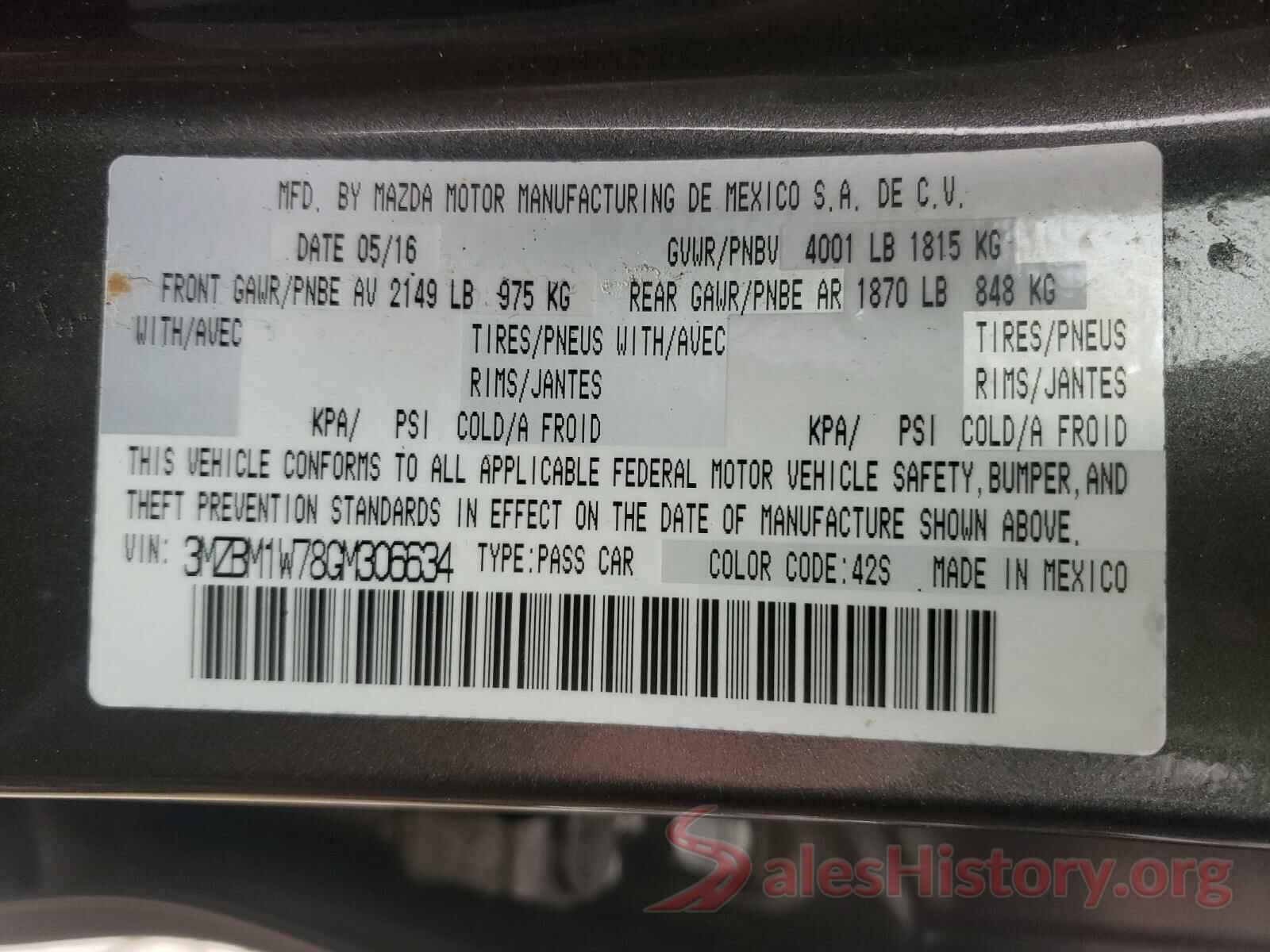 3MZBM1W78GM306634 2016 MAZDA 3