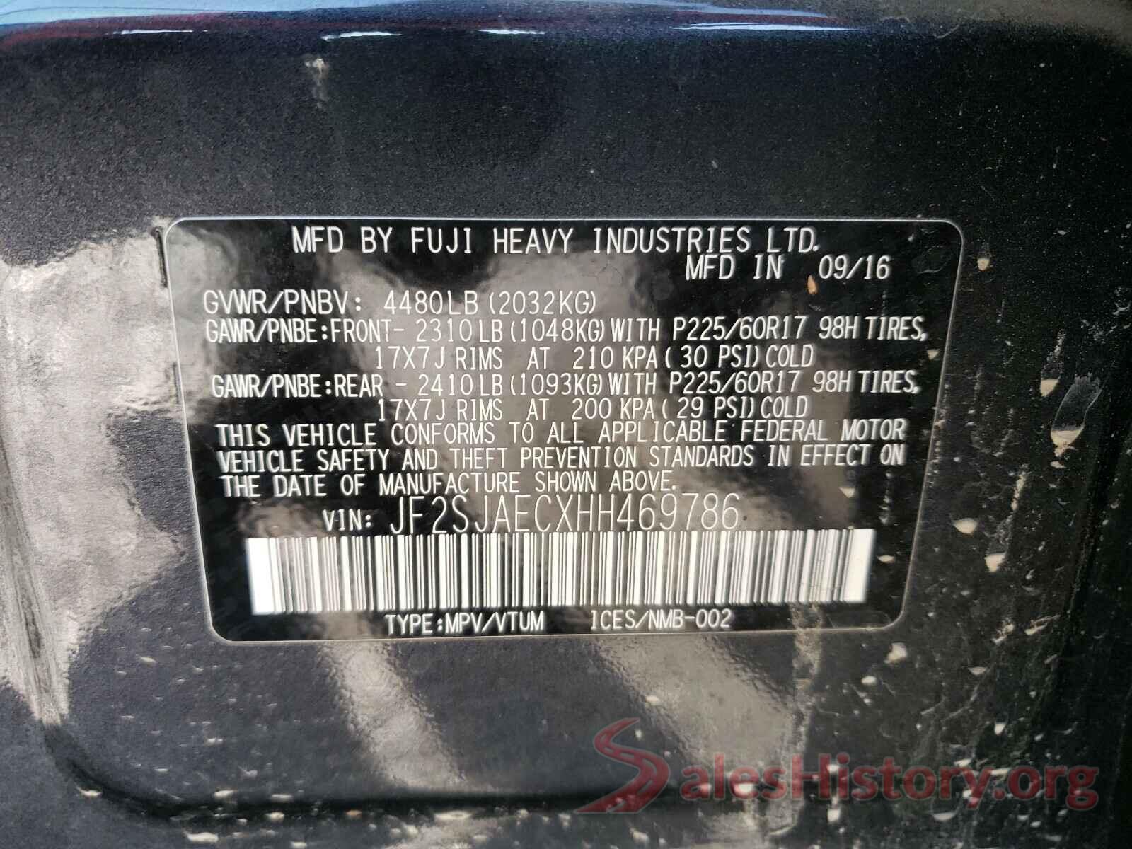 JF2SJAECXHH469786 2017 SUBARU FORESTER