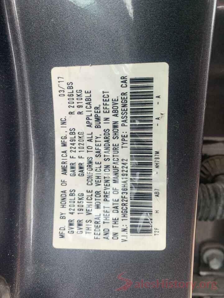 1HGCR2F36HA192242 2017 HONDA ACCORD