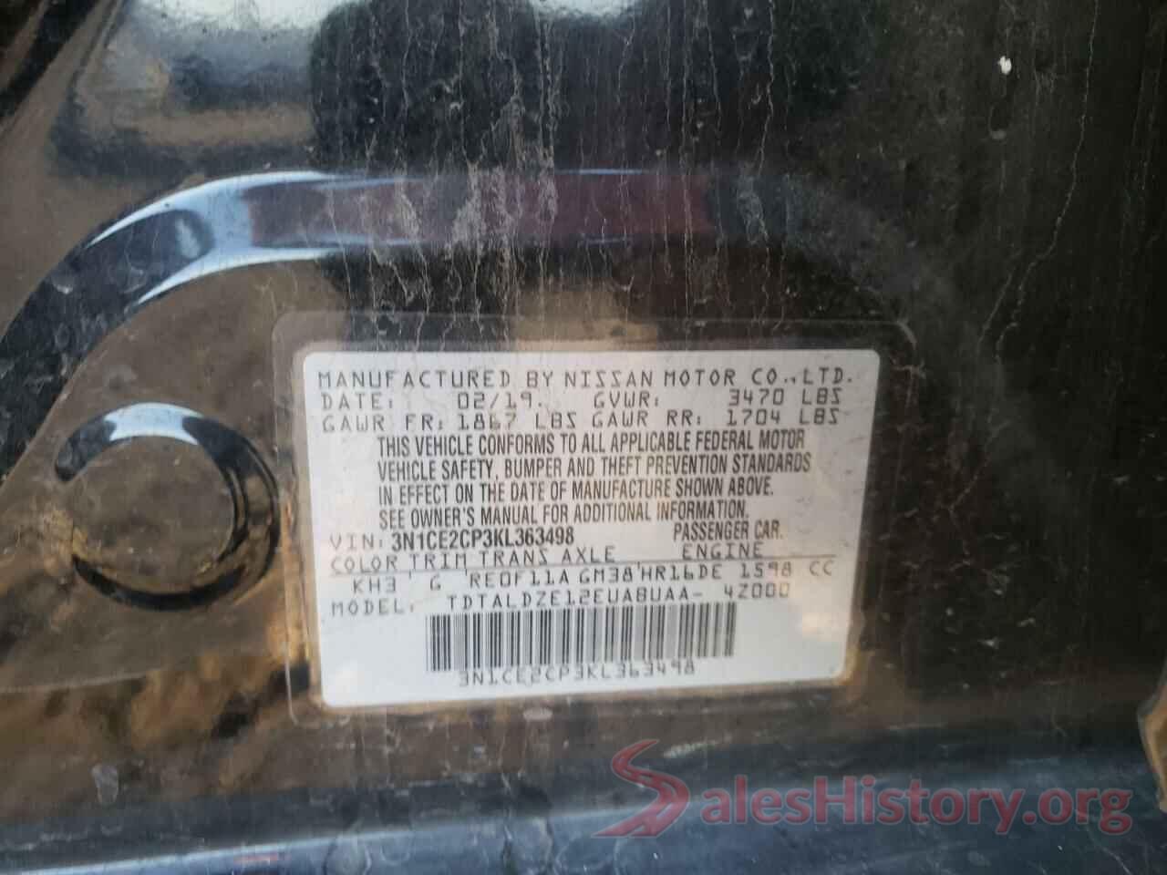 3N1CE2CP3KL363498 2019 NISSAN VERSA