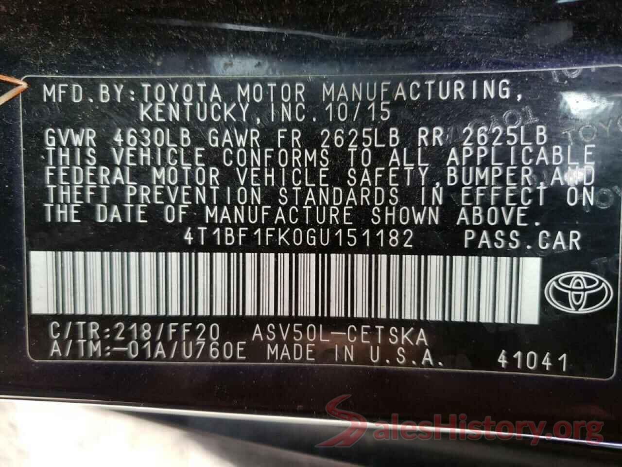 4T1BF1FK0GU151182 2016 TOYOTA CAMRY