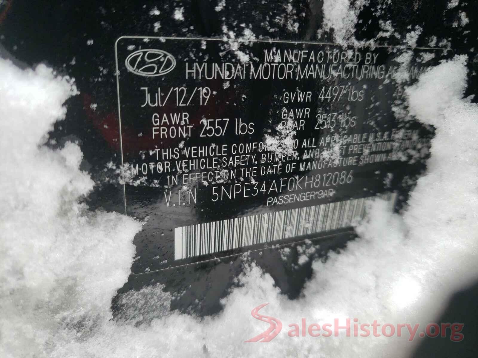 5NPE34AF0KH812086 2019 HYUNDAI SONATA