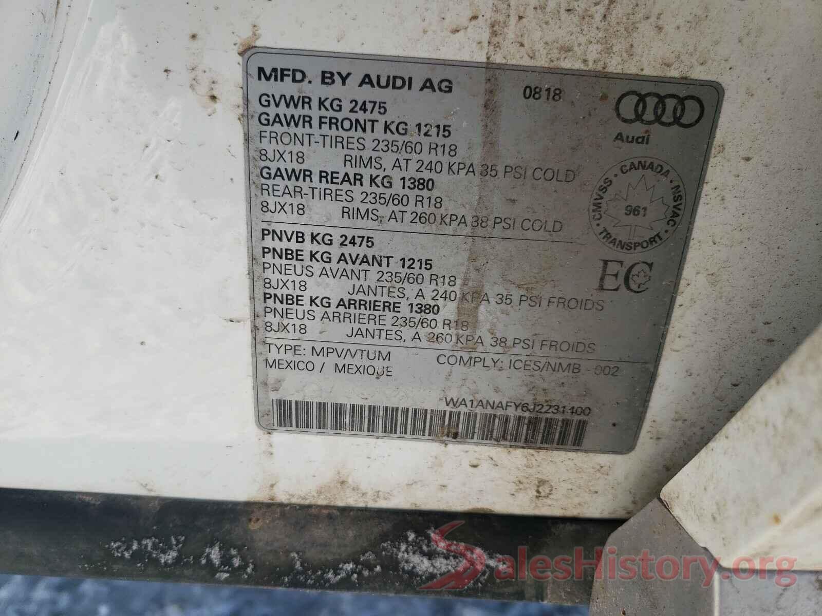 WA1ANAFY6J2231400 2018 AUDI Q5