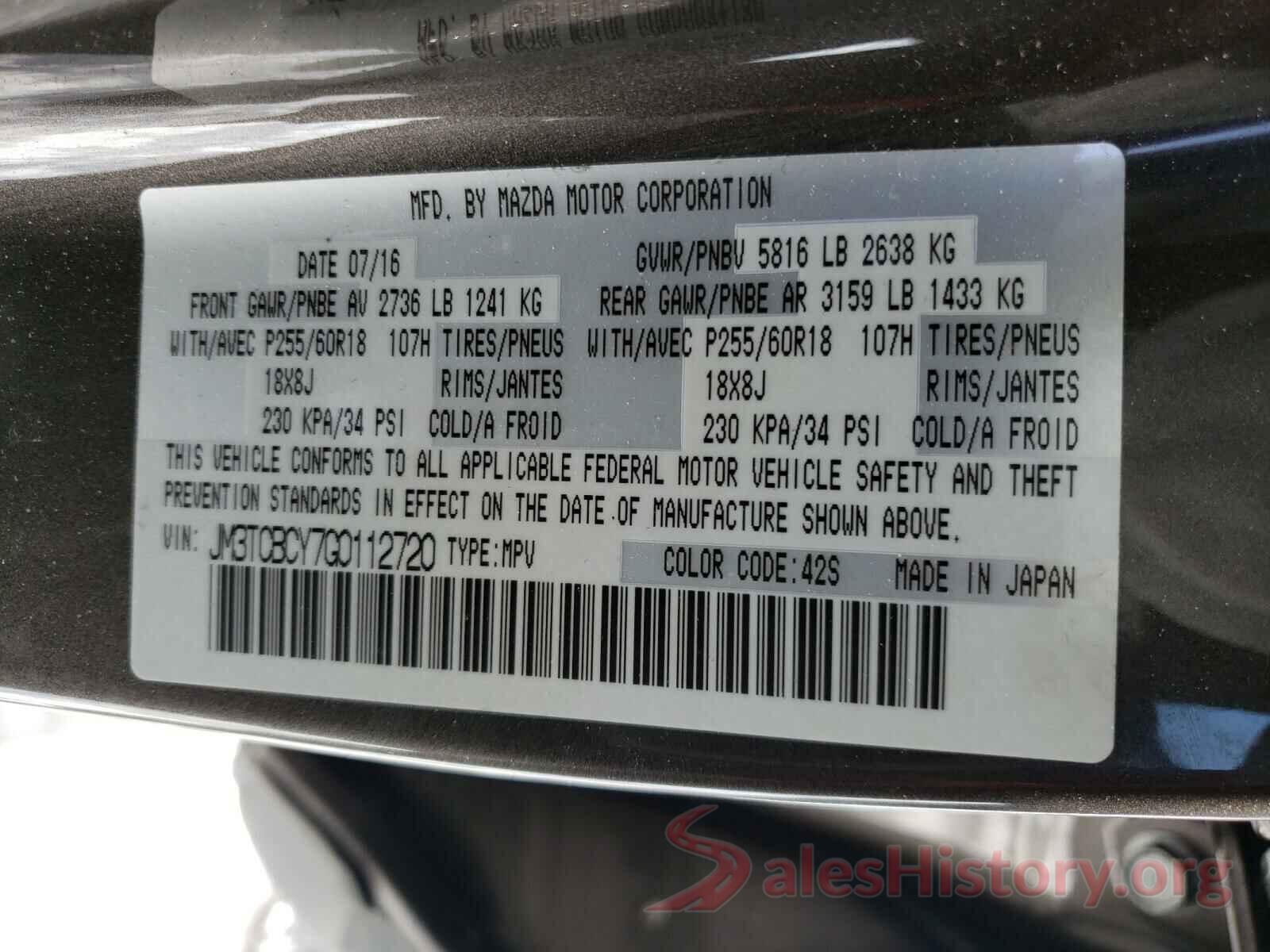 JM3TCBCY7G0112720 2016 MAZDA CX-9