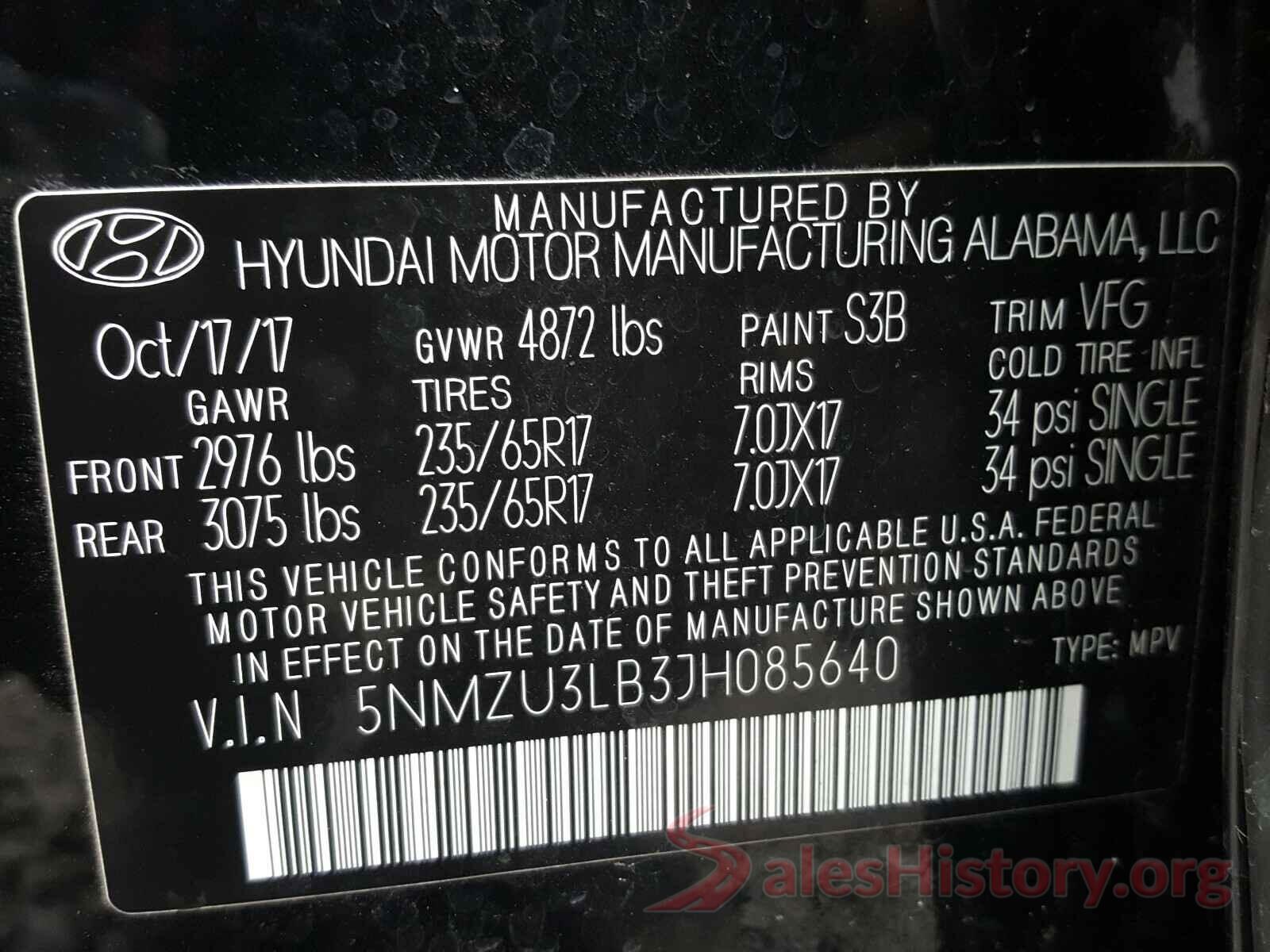 5NMZU3LB3JH085640 2018 HYUNDAI SANTA FE