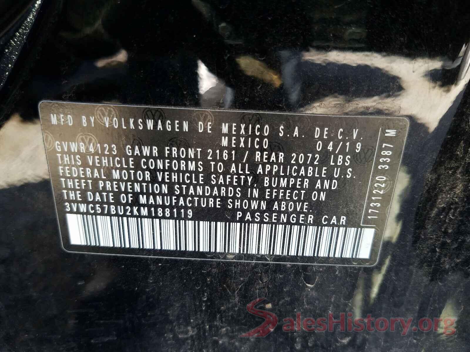 3VWC57BU2KM188119 2019 VOLKSWAGEN JETTA