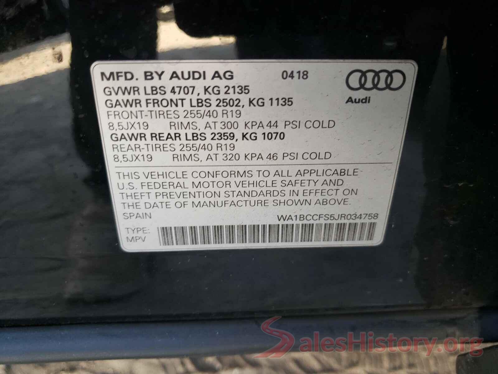 WA1BCCFS5JR034758 2018 AUDI Q3