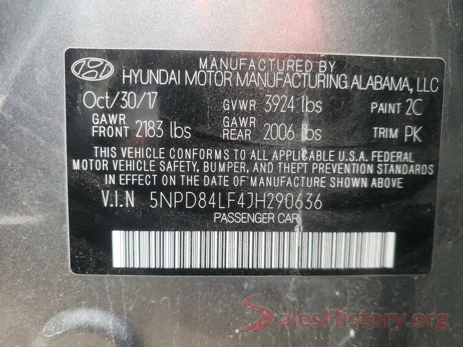 5NPD84LF4JH290636 2018 HYUNDAI ELANTRA