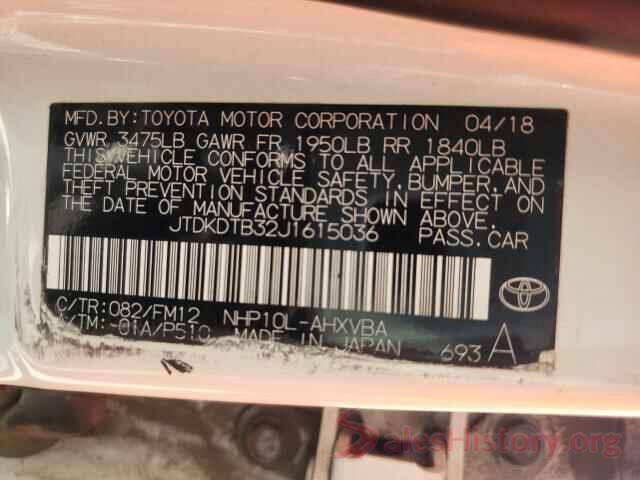 JTDKDTB32J1615036 2018 TOYOTA PRIUS