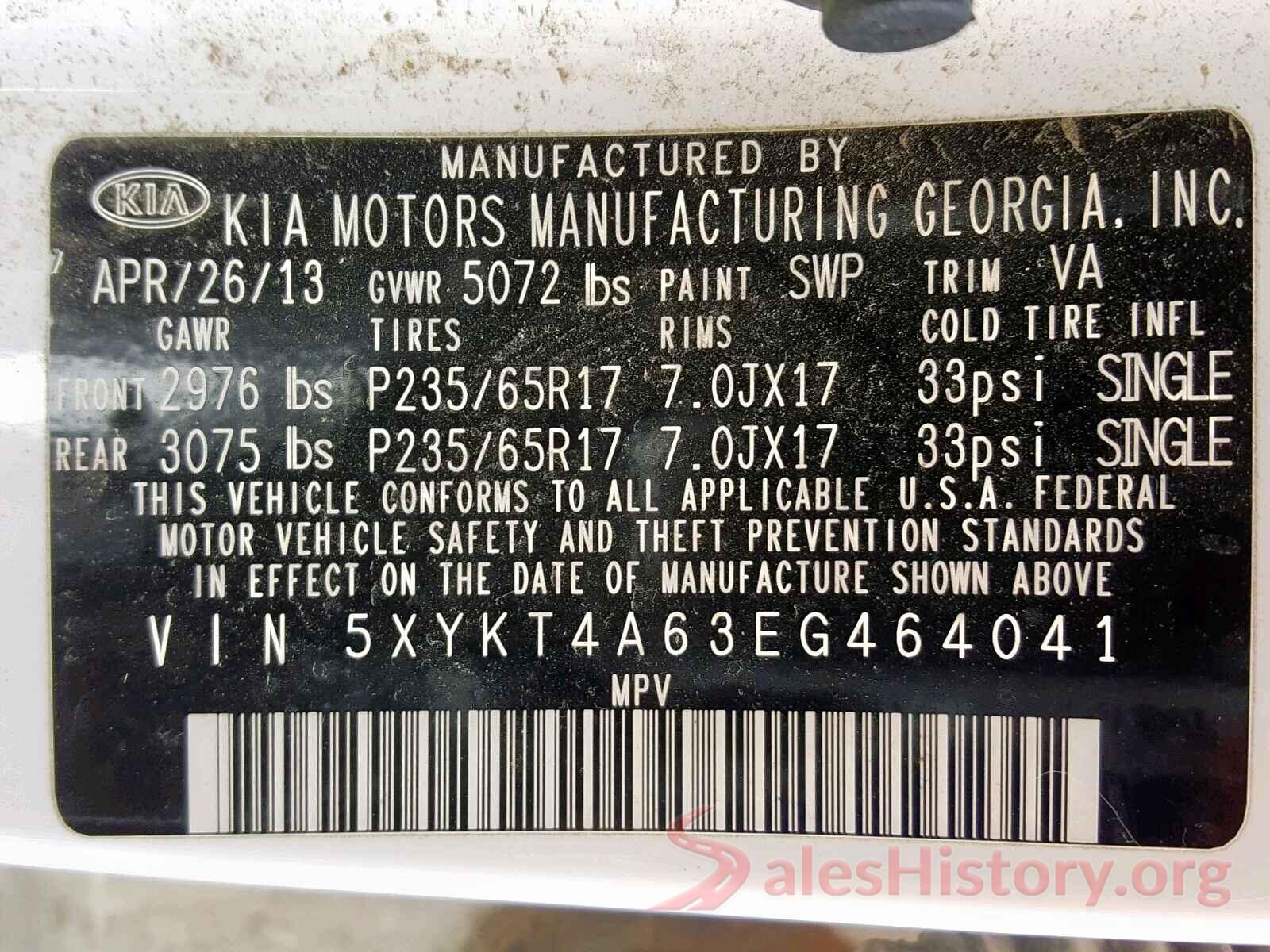 5XYKT4A63EG464041 2014 KIA SORENTO LX