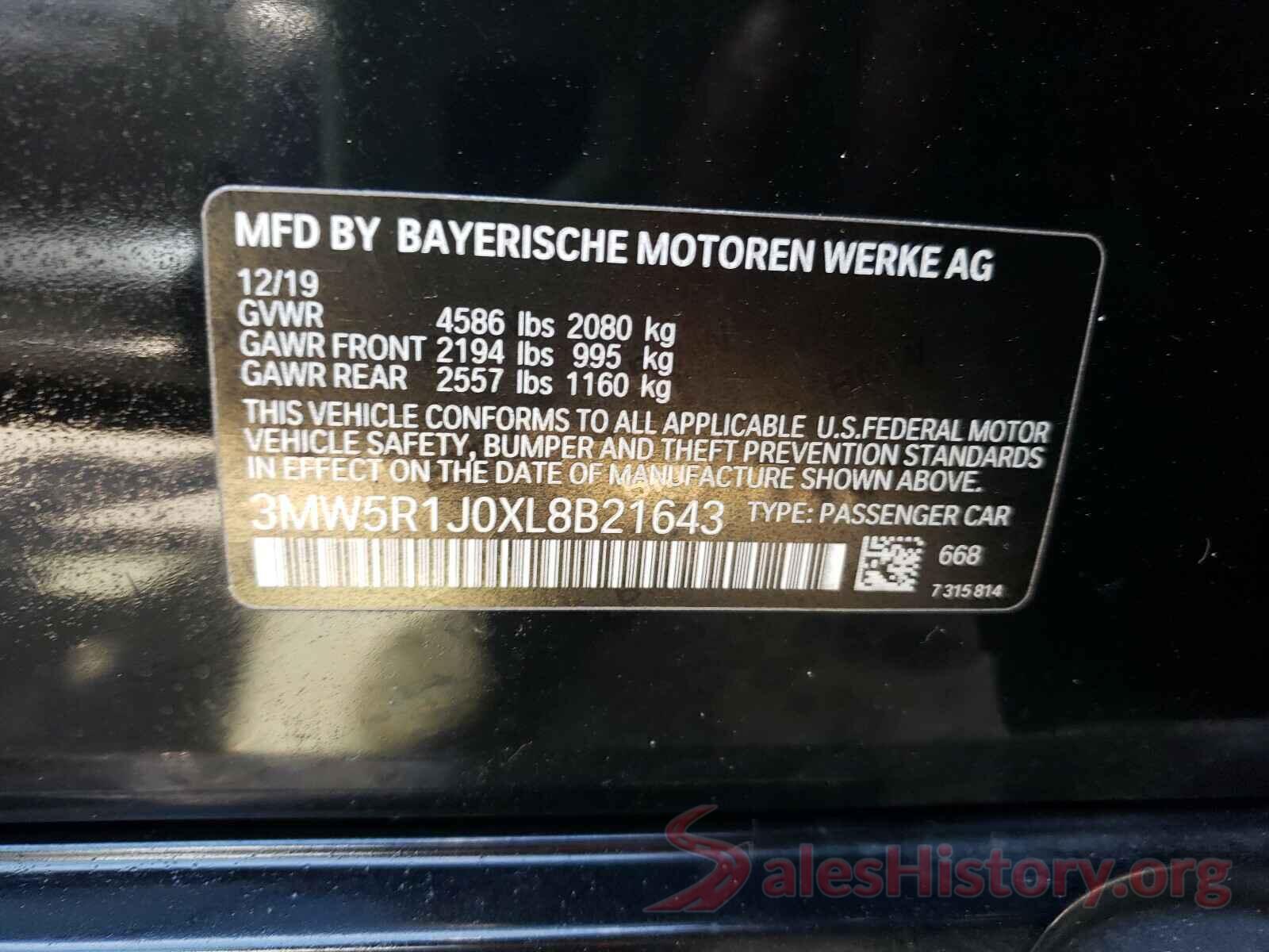 3MW5R1J0XL8B21643 2020 BMW 3 SERIES