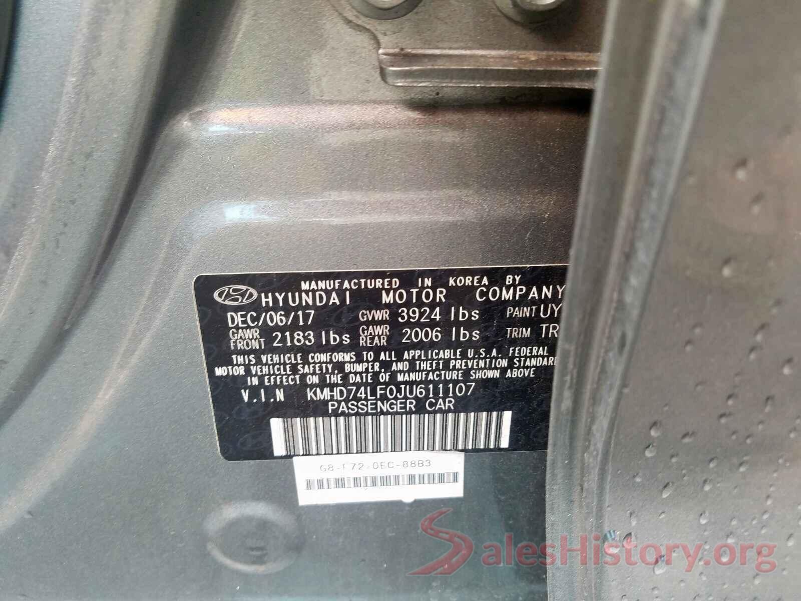 KMHD74LF0JU611107 2018 HYUNDAI ELANTRA