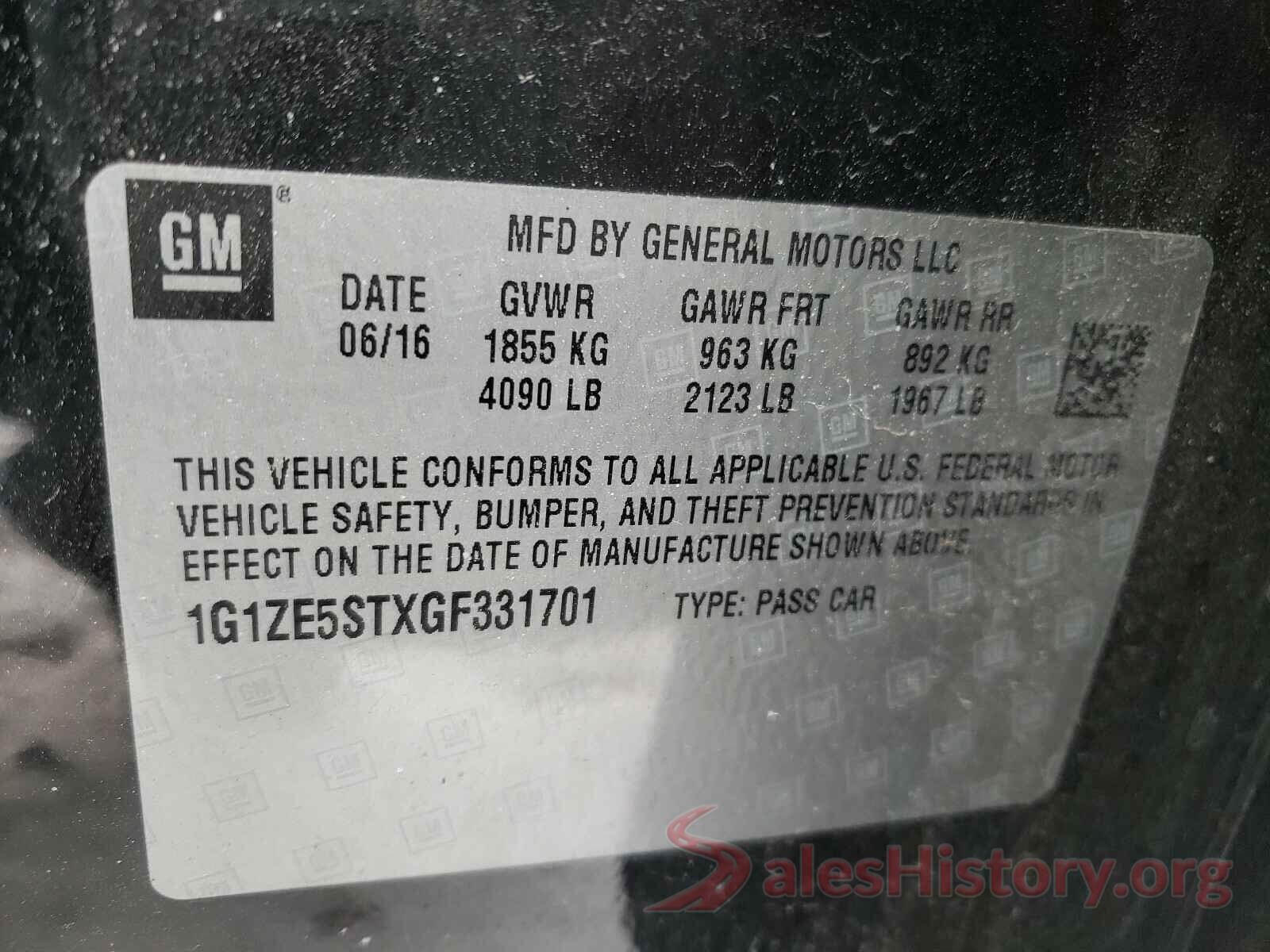 1G1ZE5STXGF331701 2016 CHEVROLET MALIBU