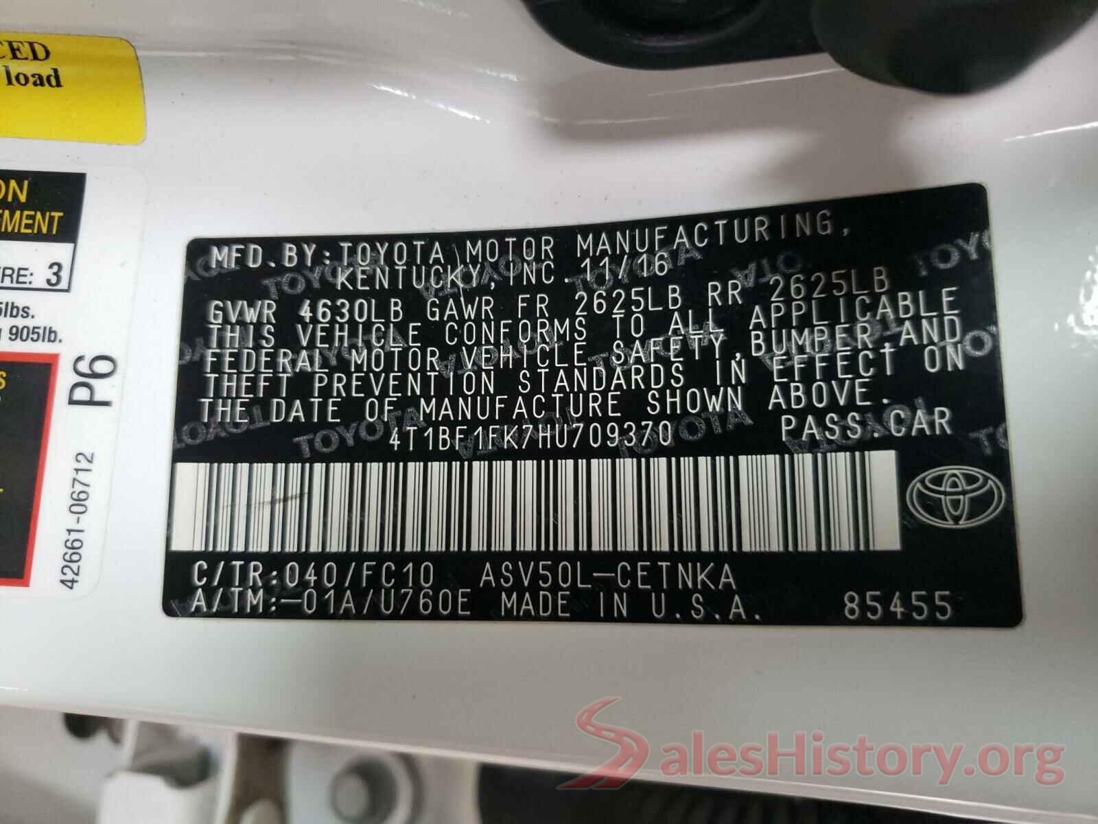 4T1BF1FK7HU709370 2017 TOYOTA CAMRY