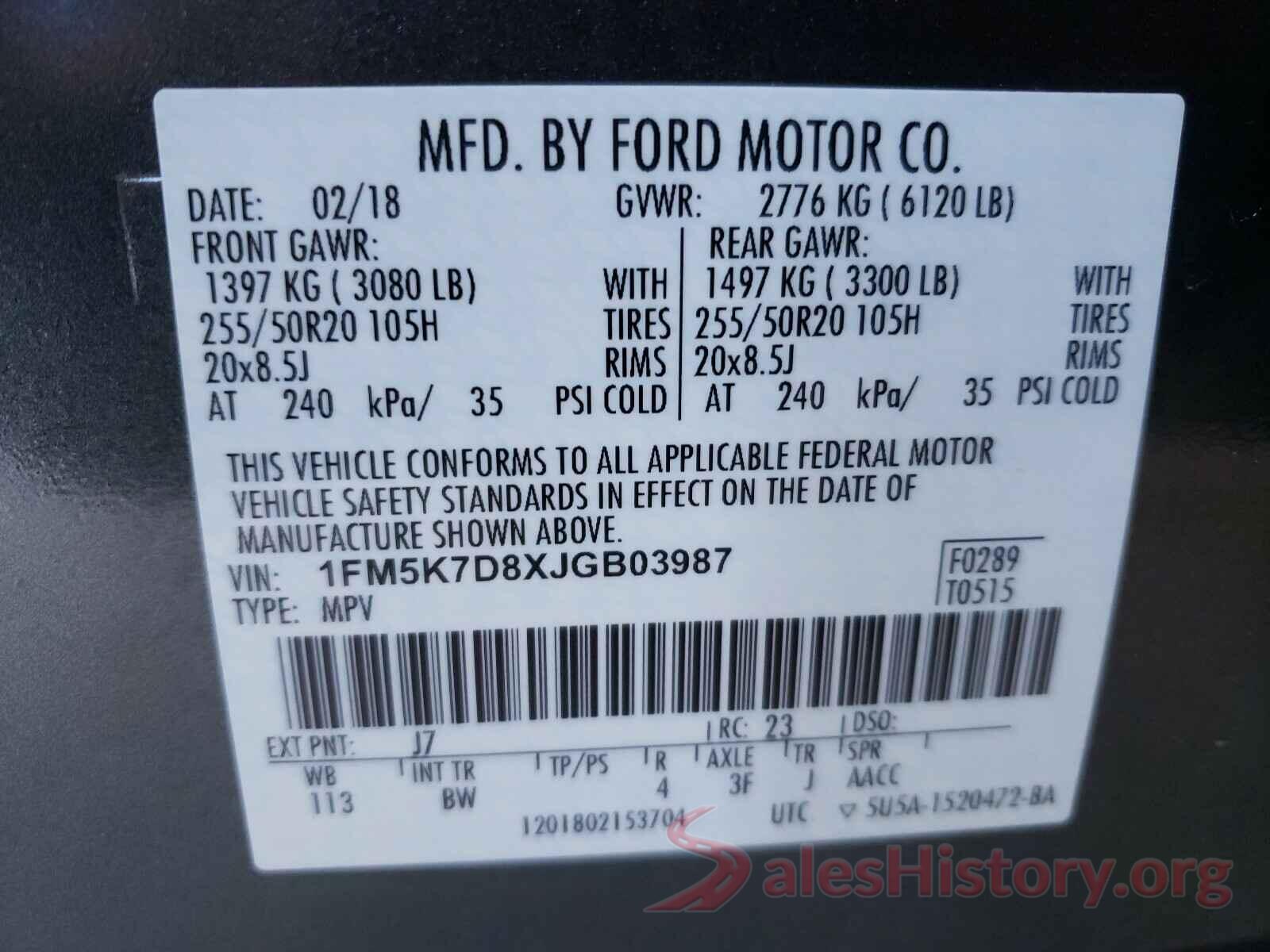 1FM5K7D8XJGB03987 2018 FORD EXPLORER