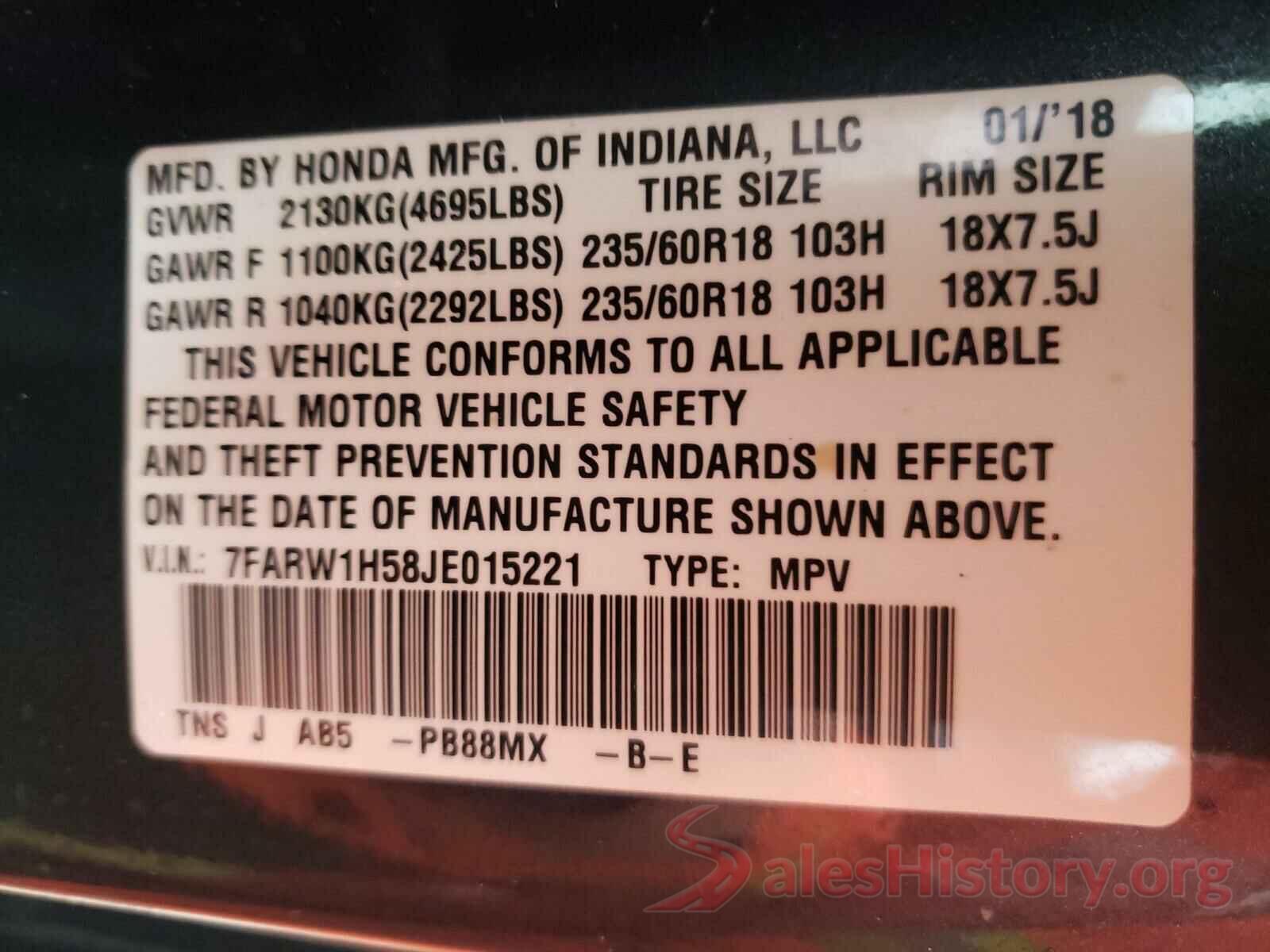 7FARW1H58JE015221 2018 HONDA CRV