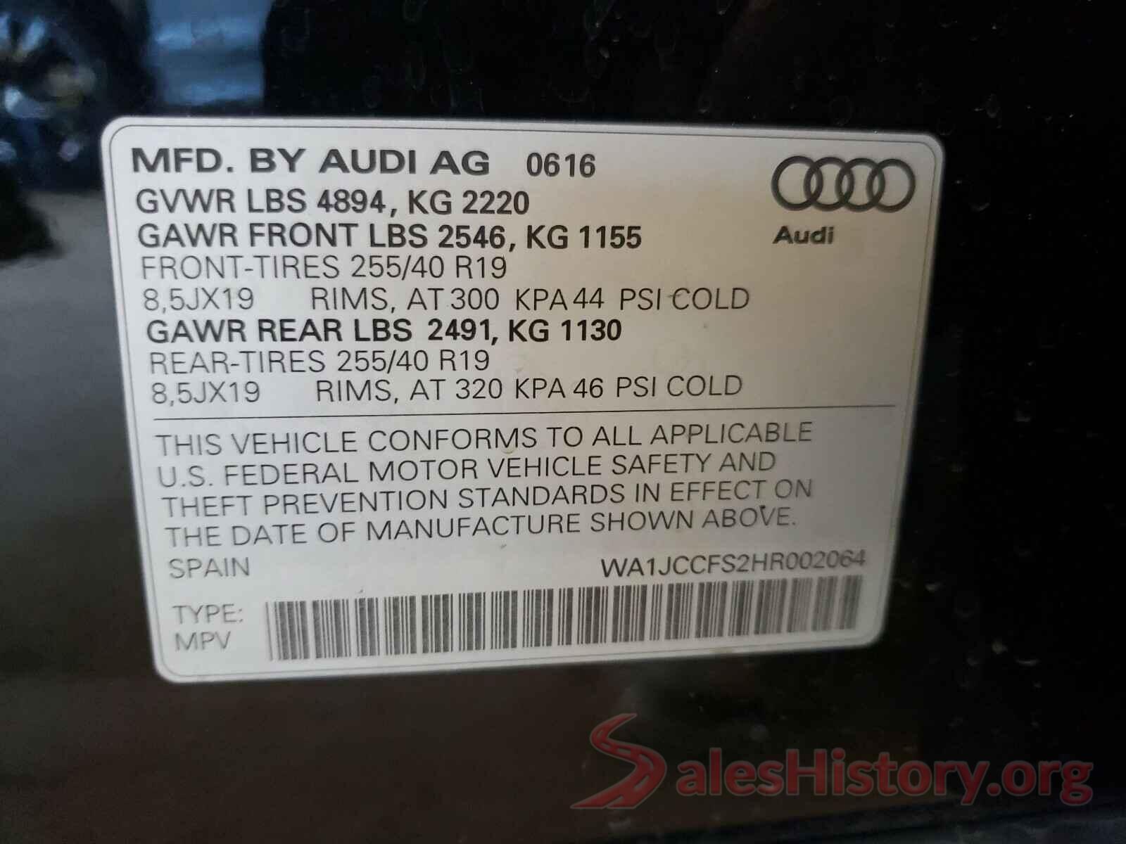 WA1JCCFS2HR002064 2017 AUDI Q3