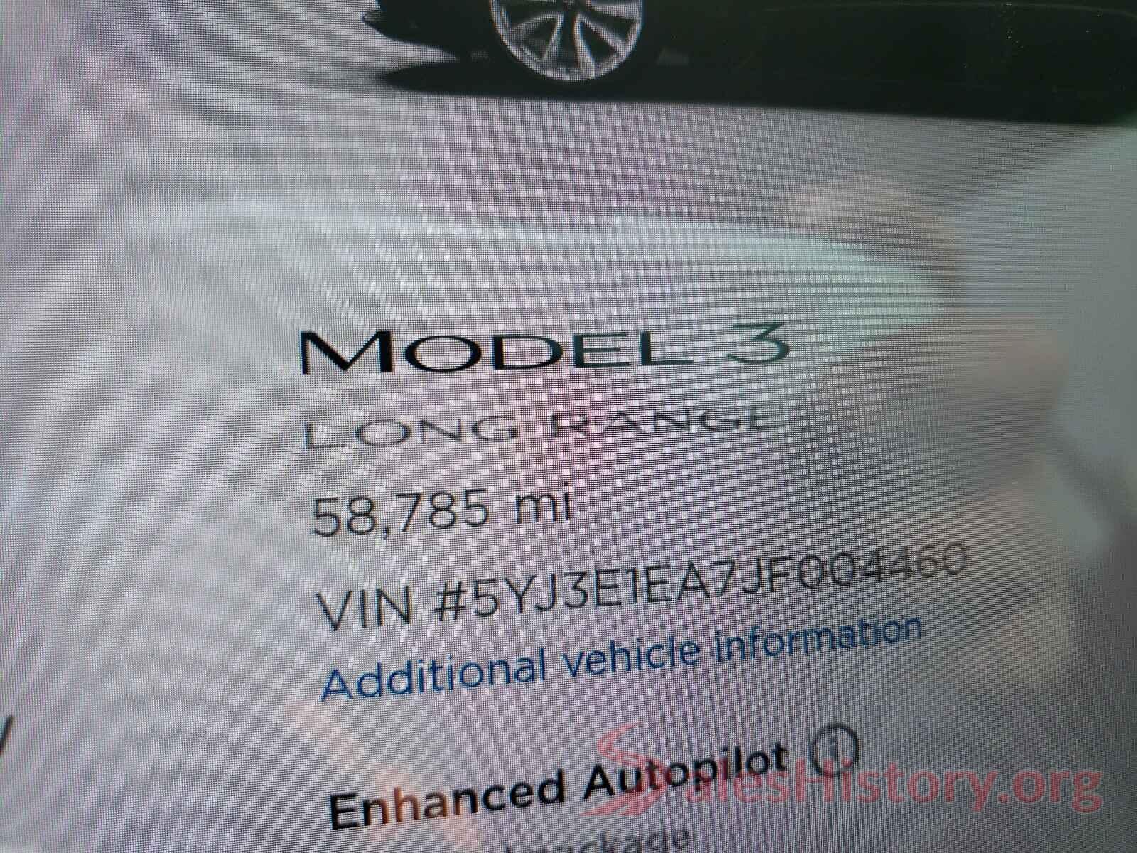 5YJ3E1EA7JF004460 2018 TESLA MODEL 3