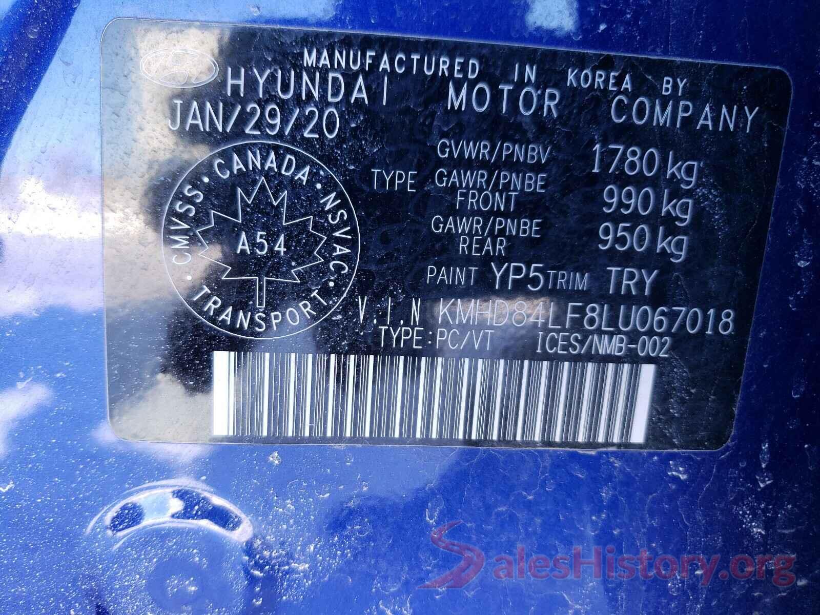 KMHD84LF8LU067018 2020 HYUNDAI ELANTRA