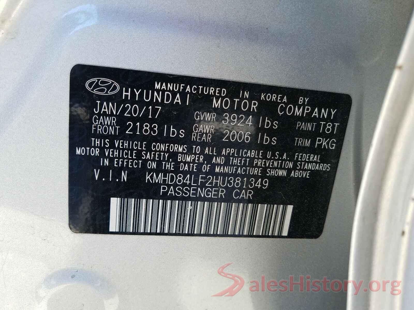 KMHD84LF2HU381349 2017 HYUNDAI ELANTRA