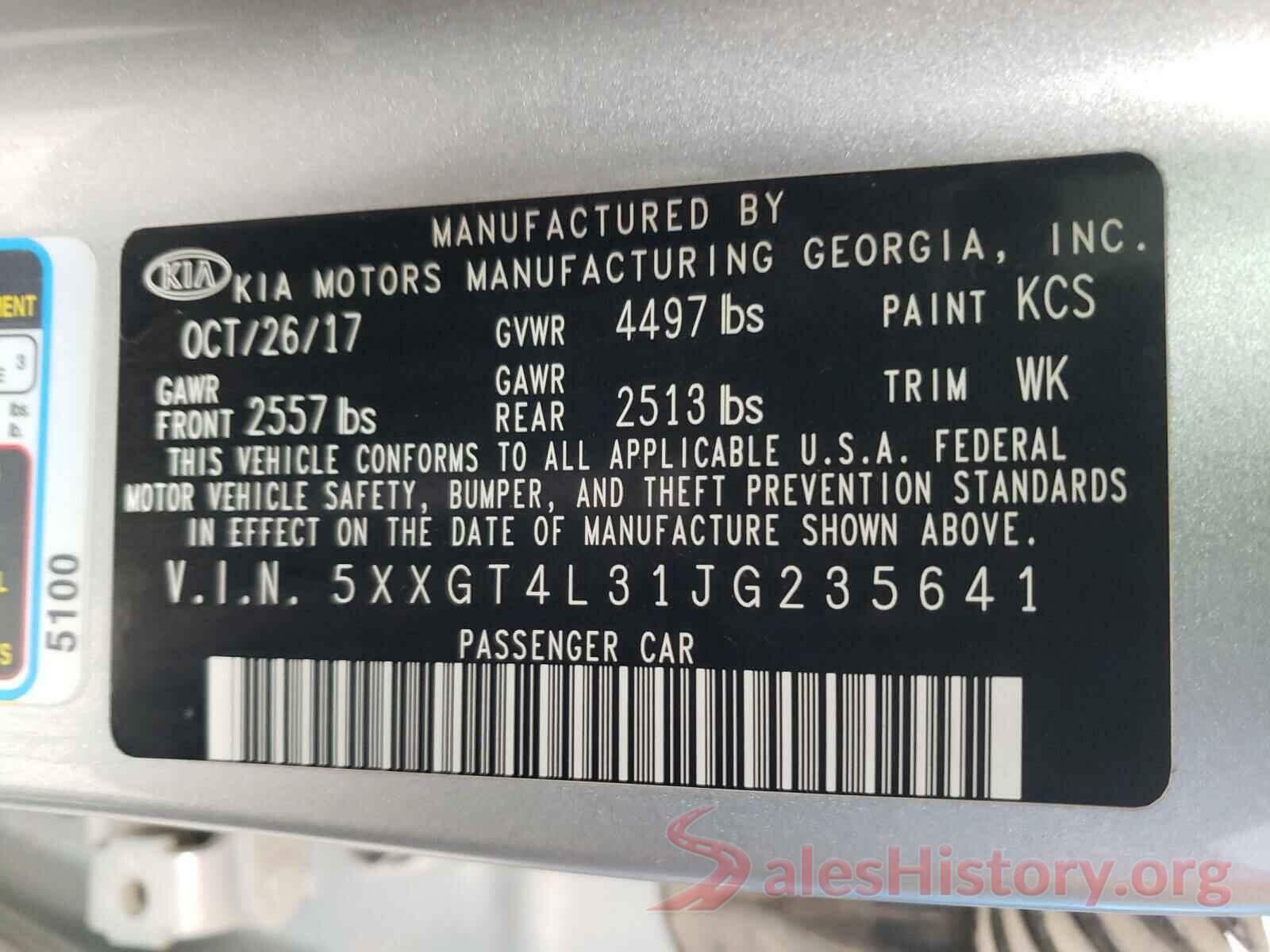 5XXGT4L31JG235641 2018 KIA OPTIMA