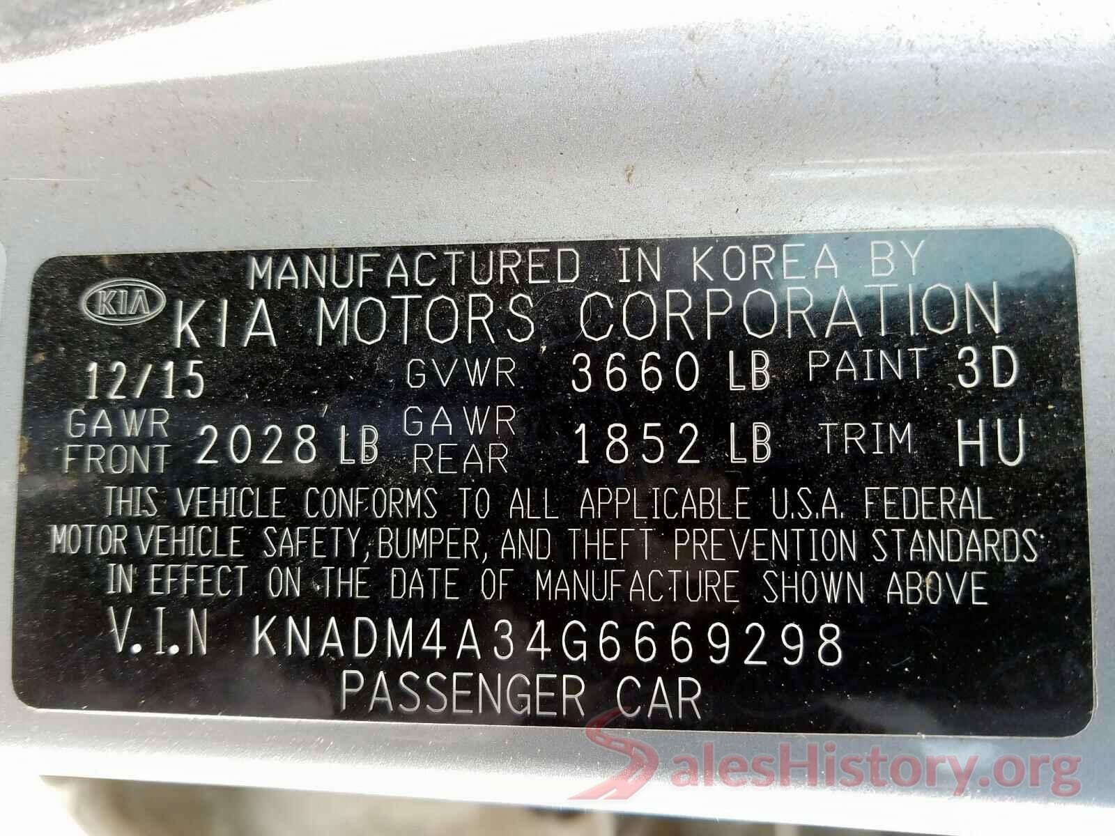 KNADM4A34G6669298 2016 KIA RIO