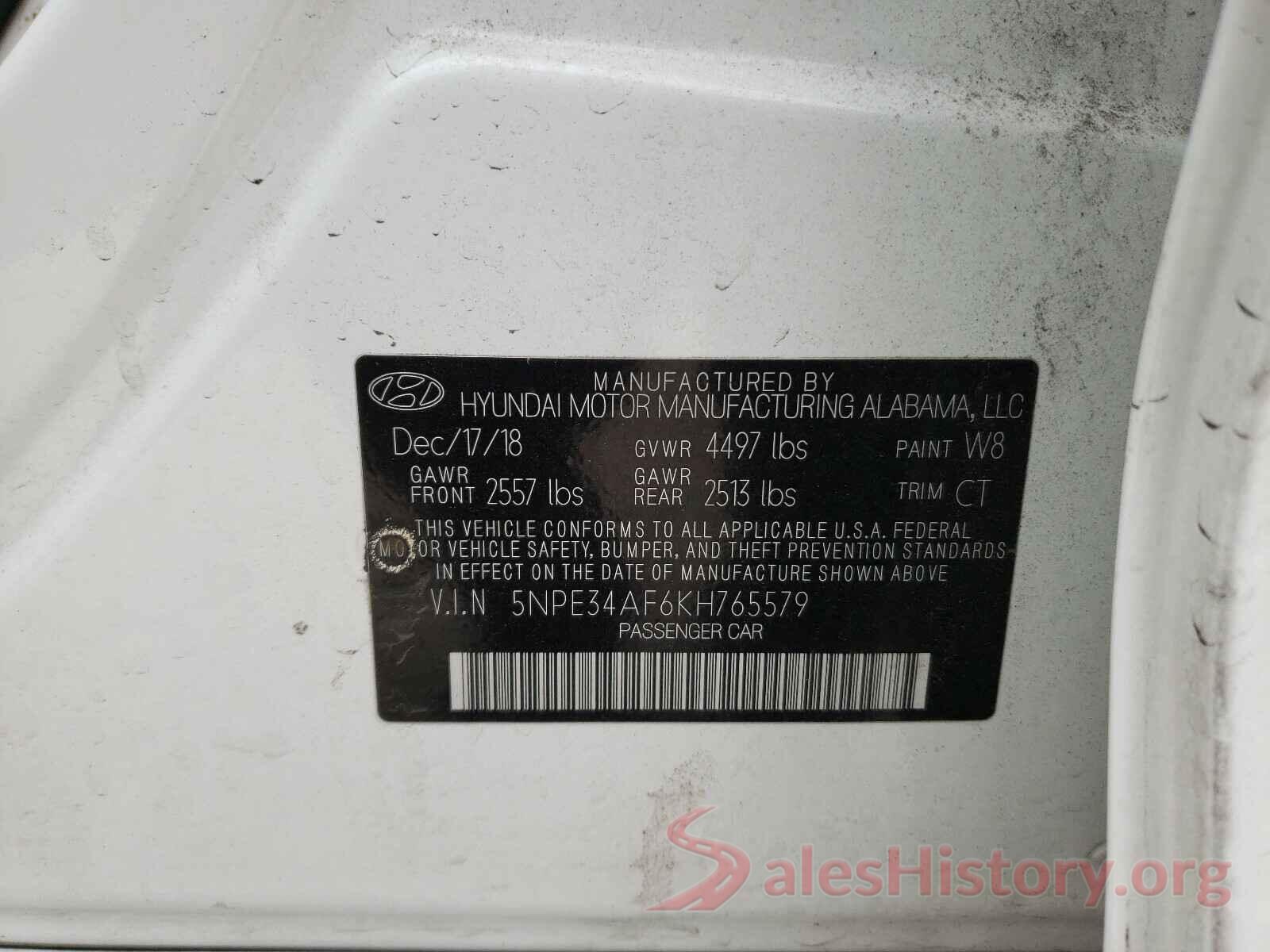 5NPE34AF6KH765579 2019 HYUNDAI SONATA