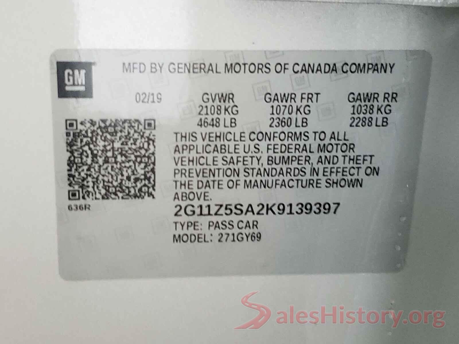 2G11Z5SA2K9139397 2019 CHEVROLET IMPALA