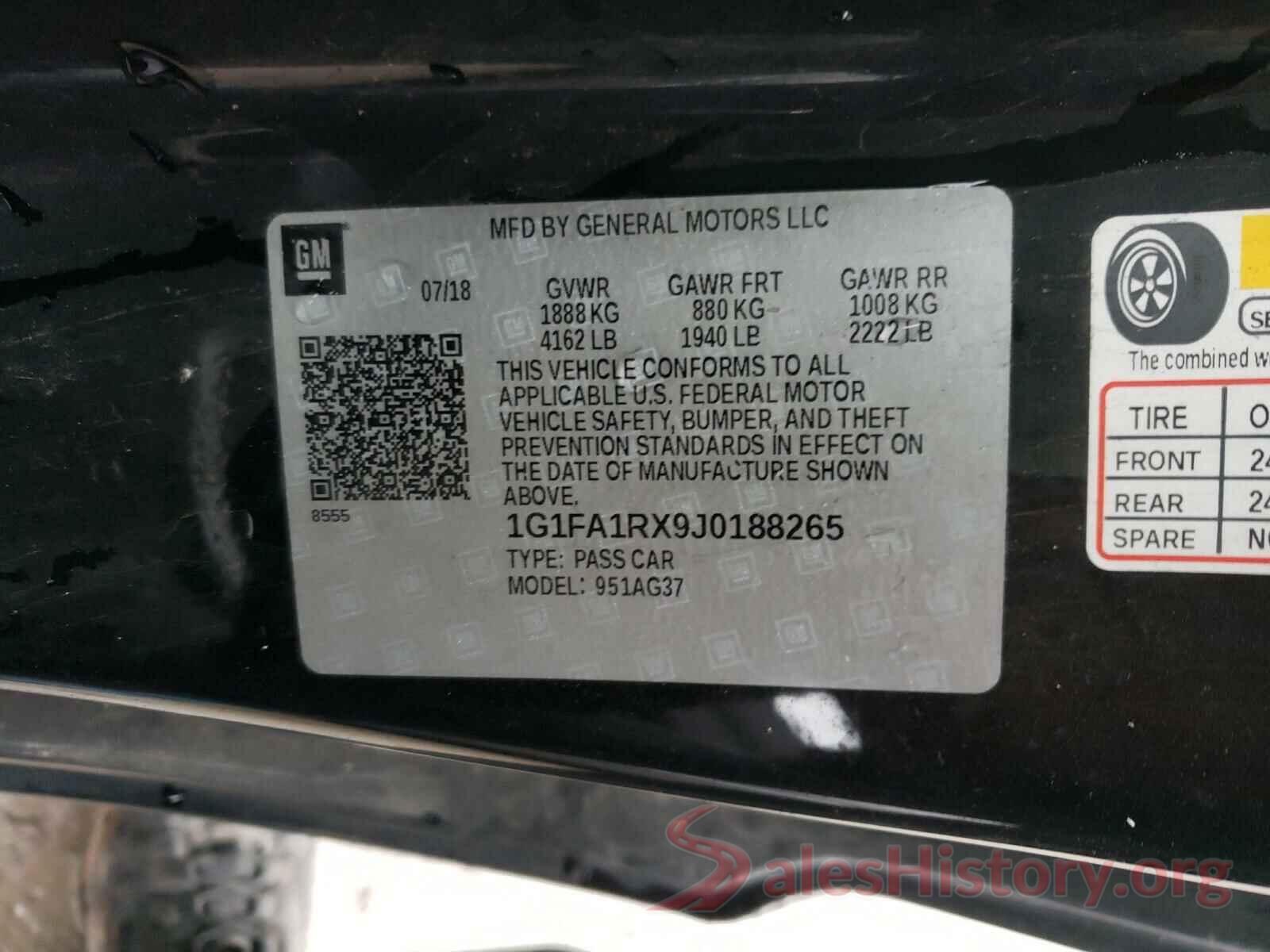 1G1FA1RX9J0188265 2018 CHEVROLET CAMARO