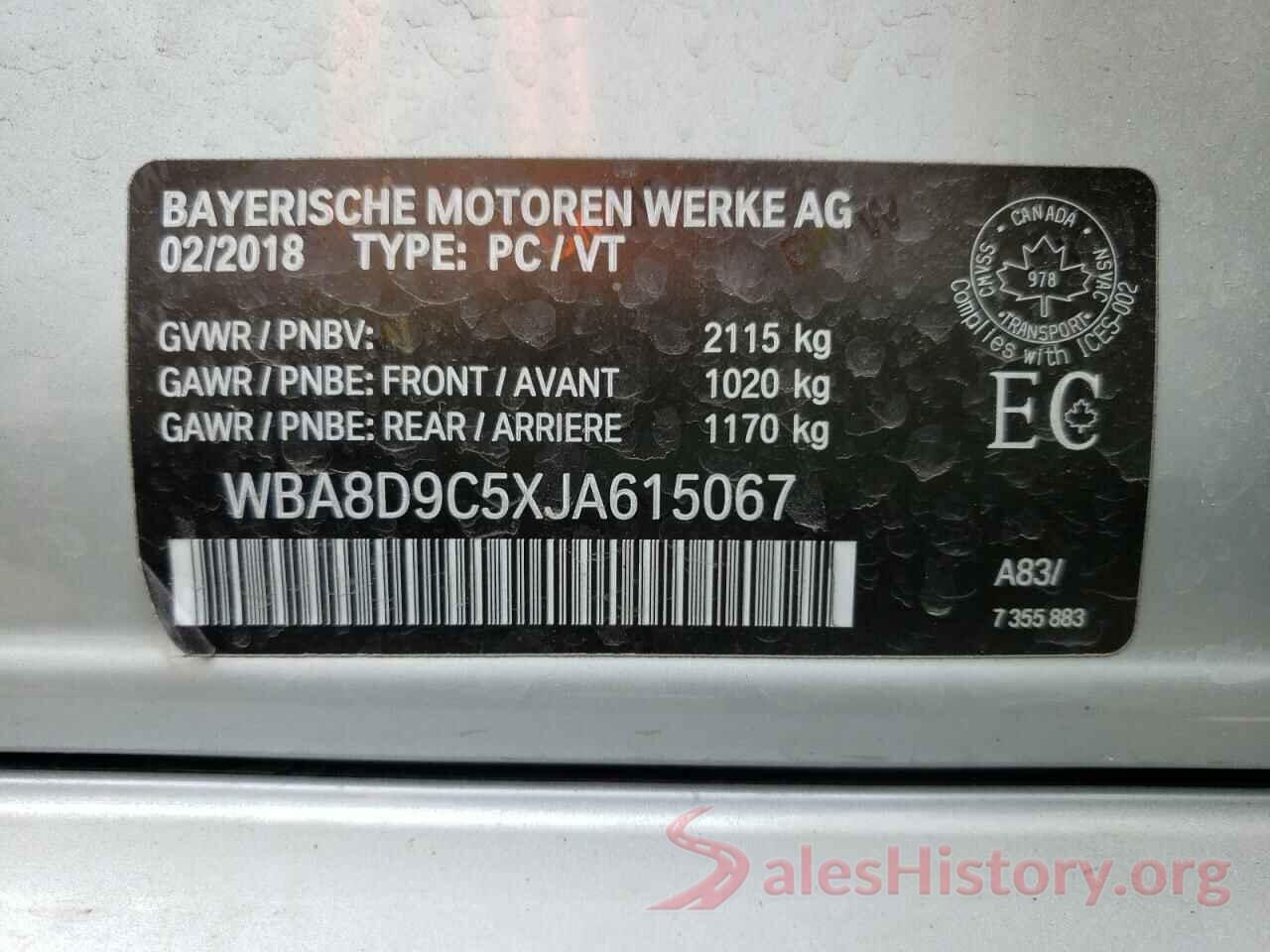 WBA8D9C5XJA615067 2018 BMW 3 SERIES