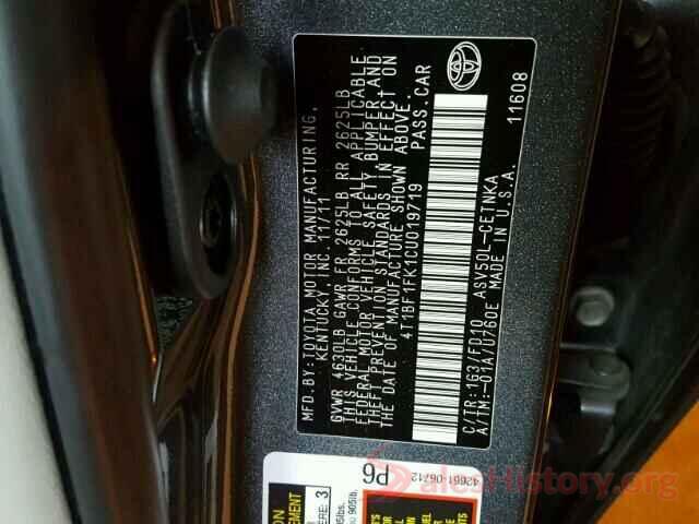 4T1BF1FK1CU019719 2012 TOYOTA CAMRY