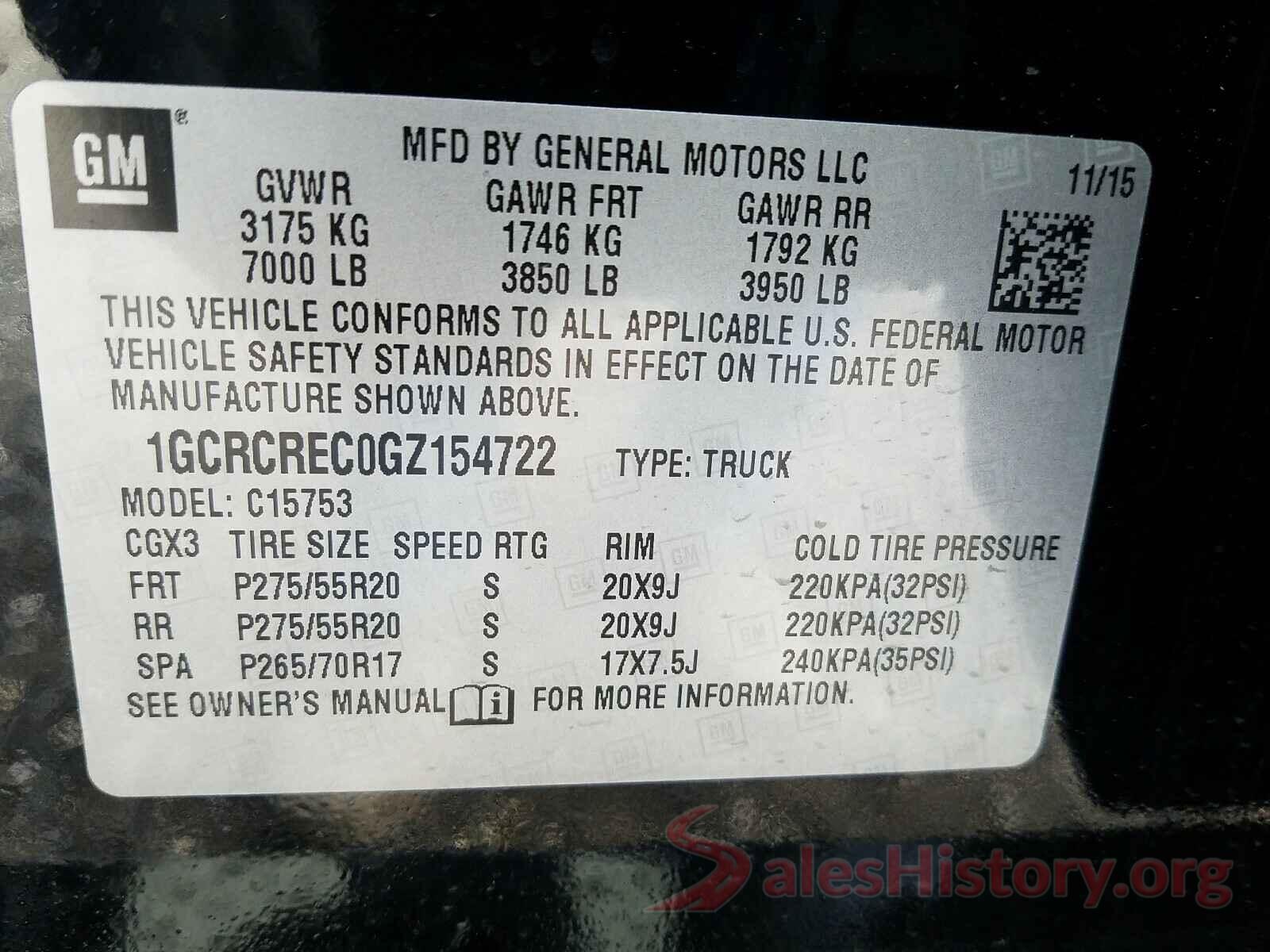 1GCRCREC0GZ154722 2016 CHEVROLET SILVERADO