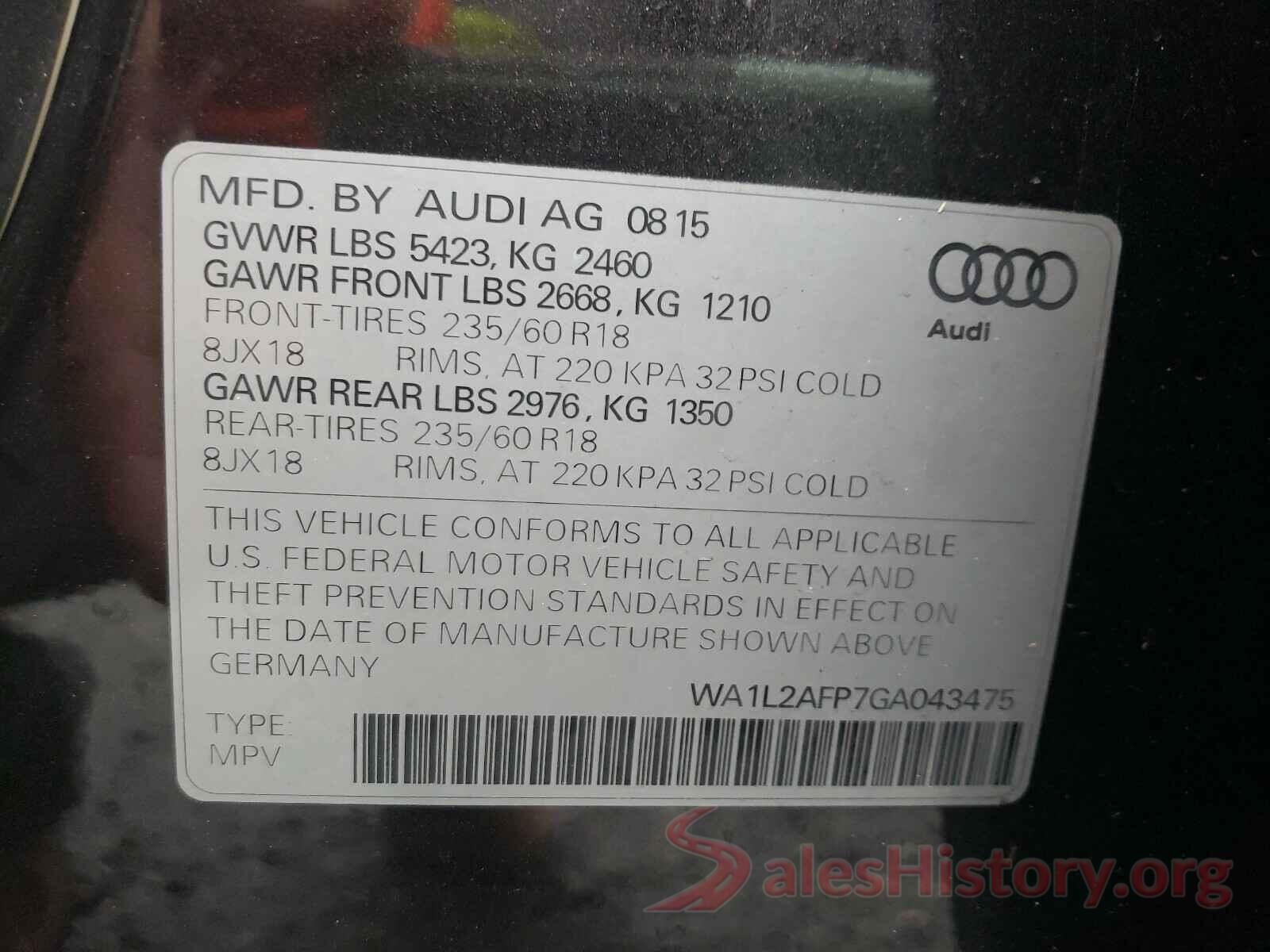 WA1L2AFP7GA043475 2016 AUDI Q5