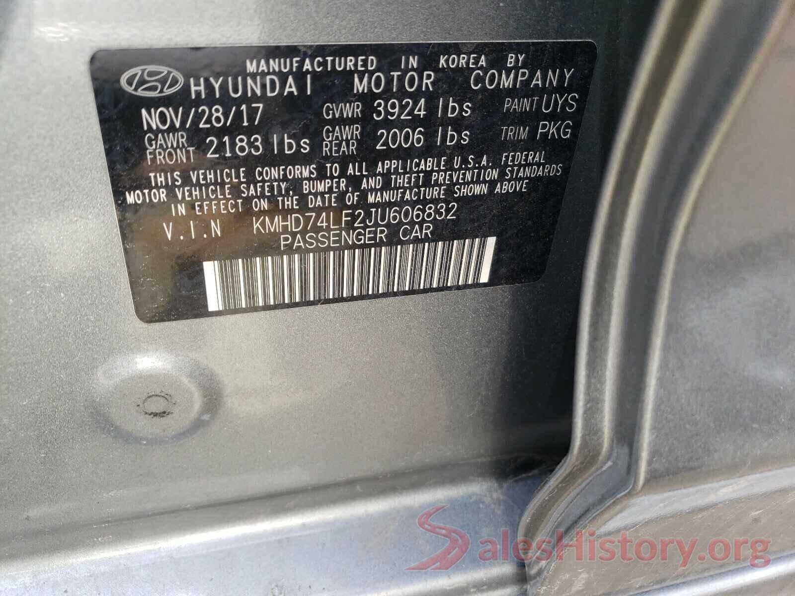 KMHD74LF2JU606832 2018 HYUNDAI ELANTRA