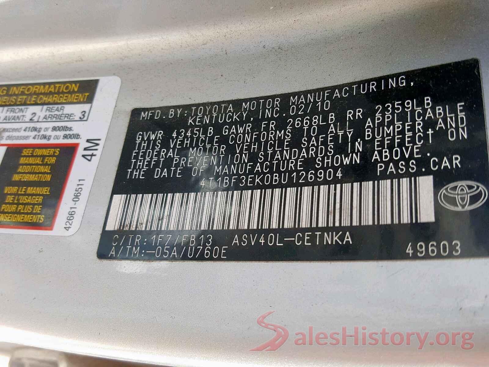 4T1BF3EK0BU126904 2011 TOYOTA CAMRY BASE