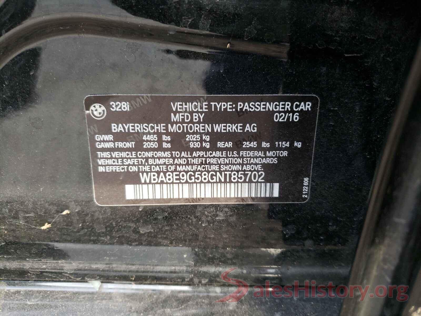 WBA8E9G58GNT85702 2016 BMW 3 SERIES