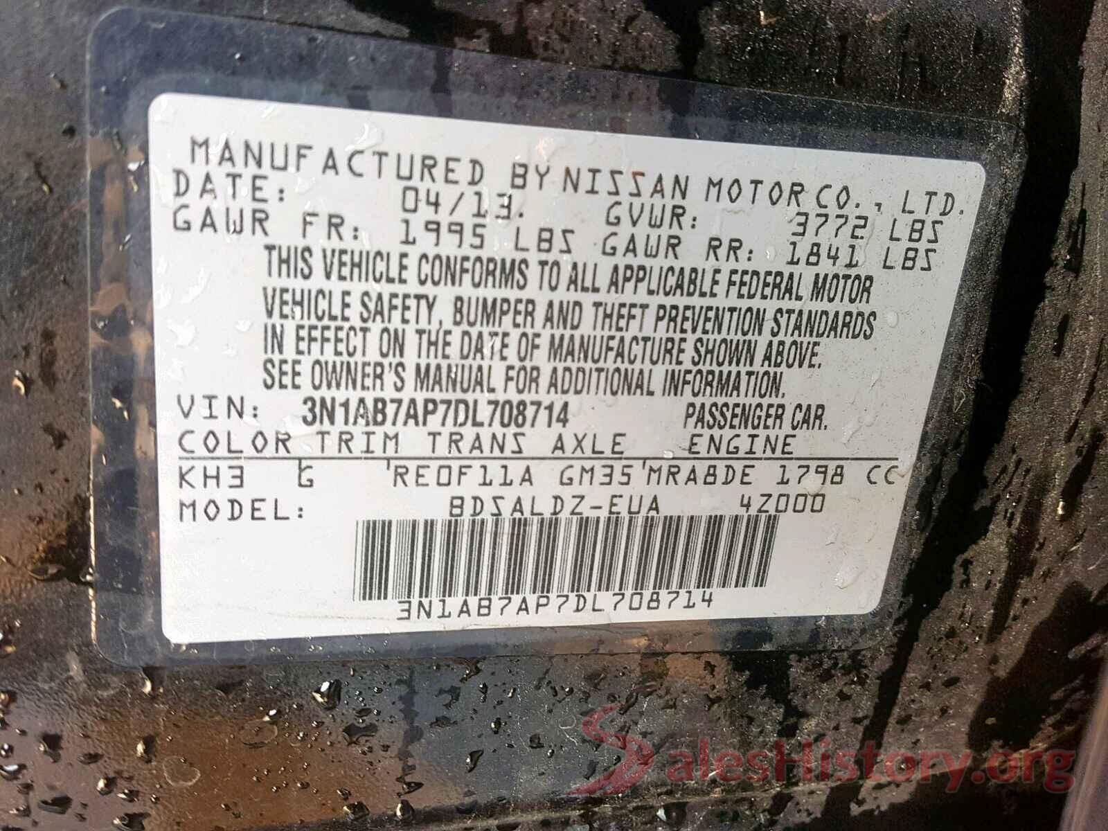 3N1AB7AP7DL708714 2013 NISSAN SENTRA