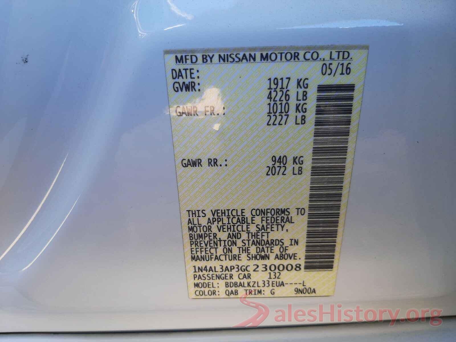 1N4AL3AP3GC230008 2016 NISSAN ALTIMA