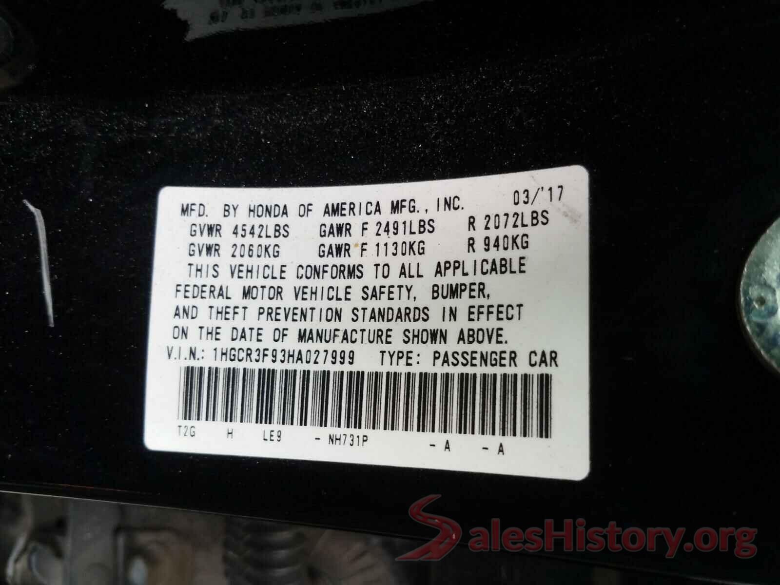 1HGCR3F93HA027999 2017 HONDA ACCORD