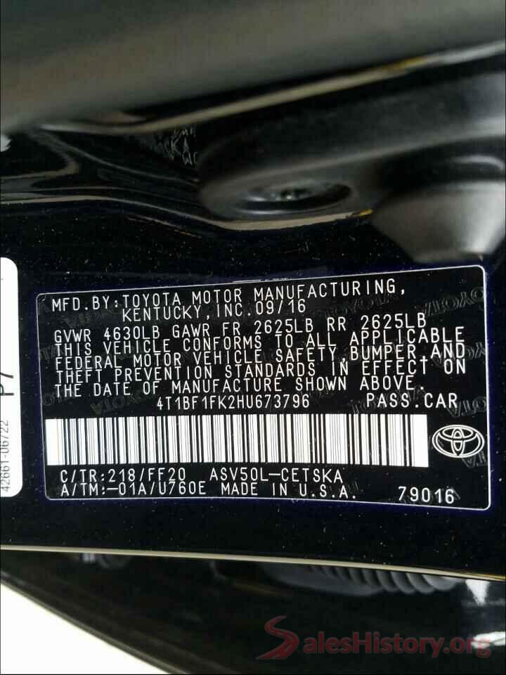 4T1BF1FK2HU673796 2017 TOYOTA CAMRY