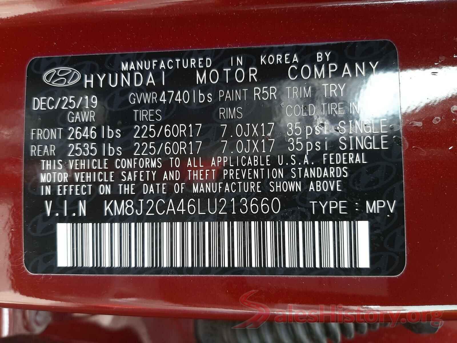 KM8J2CA46LU213660 2020 HYUNDAI TUCSON