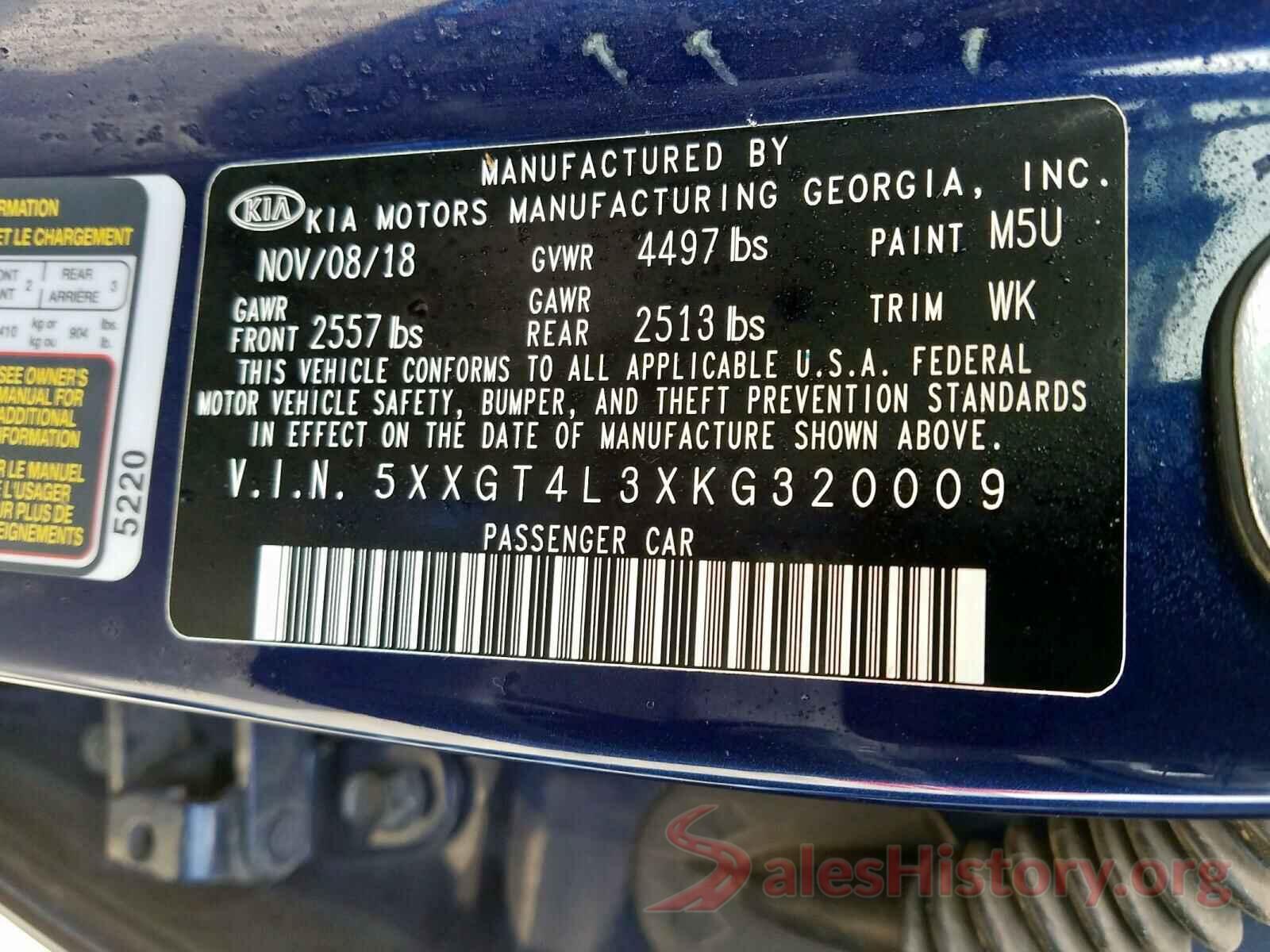 5XXGT4L3XKG320009 2019 KIA OPTIMA