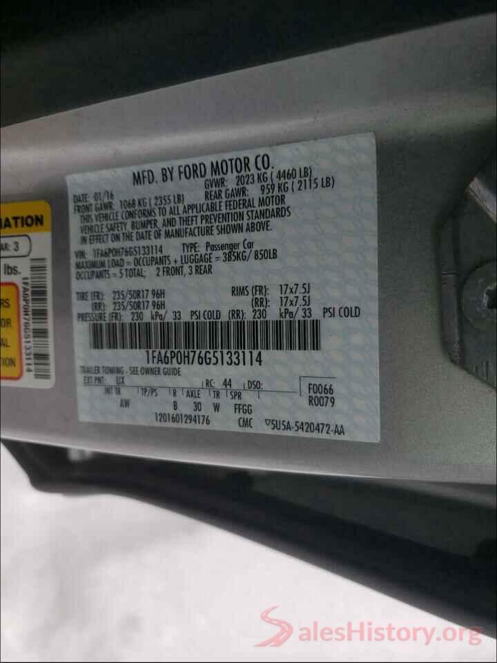 1FA6P0H76G5133114 2016 FORD FUSION