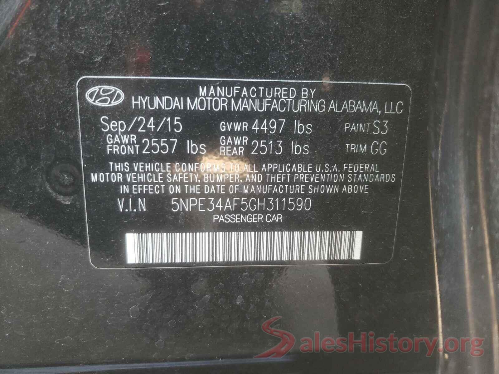 5NPE34AF5GH311590 2016 HYUNDAI SONATA