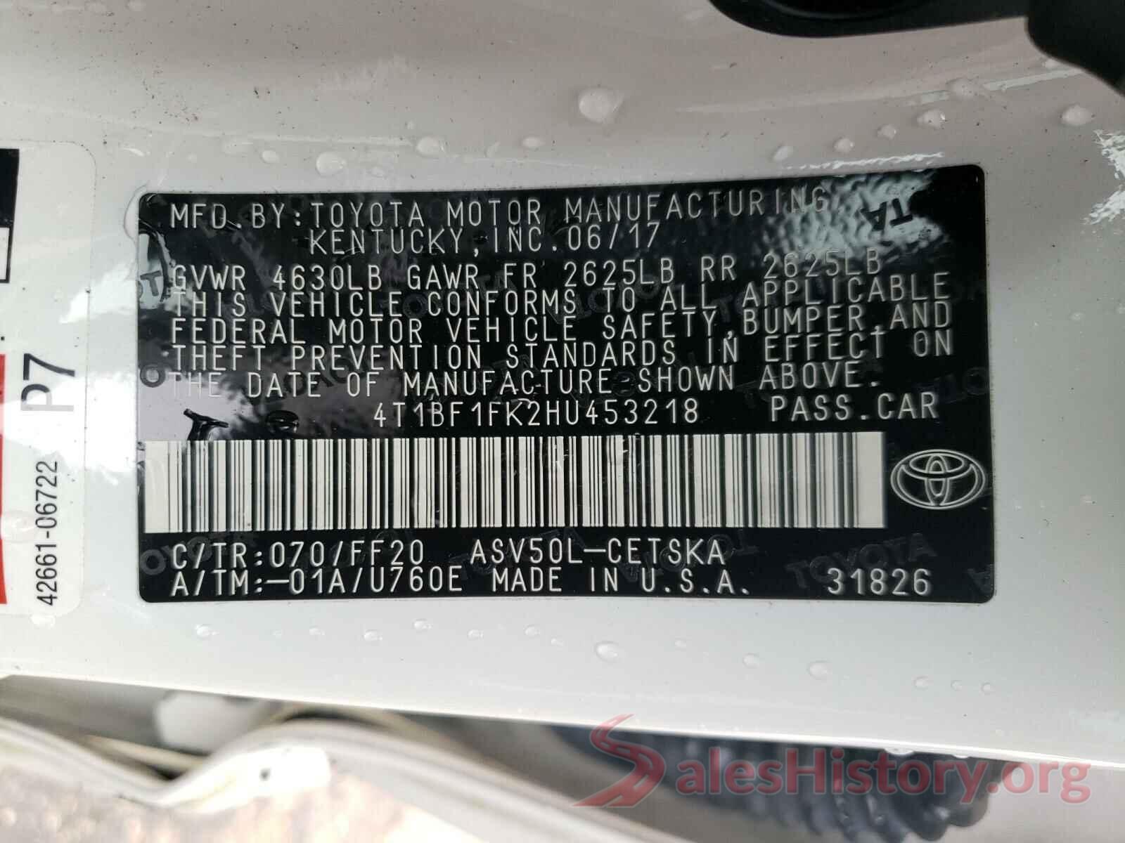 4T1BF1FK2HU453218 2017 TOYOTA CAMRY